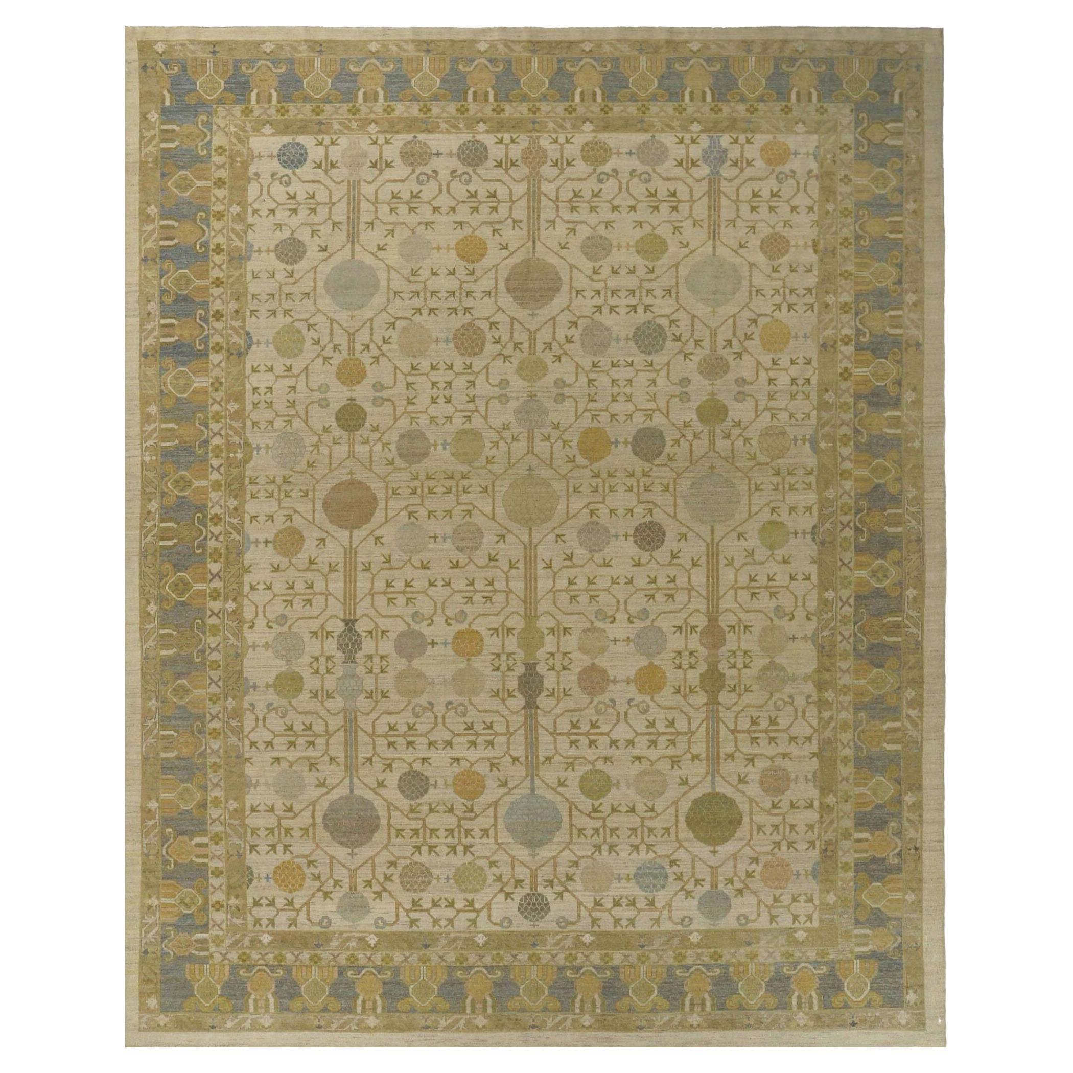 Tapis Afghanistan BAKHSHAIESH - Laine verte ivoire - 95536