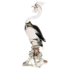 Turkey bird Sculpture in Grey and Crystal Murano glass, Italy in stock
