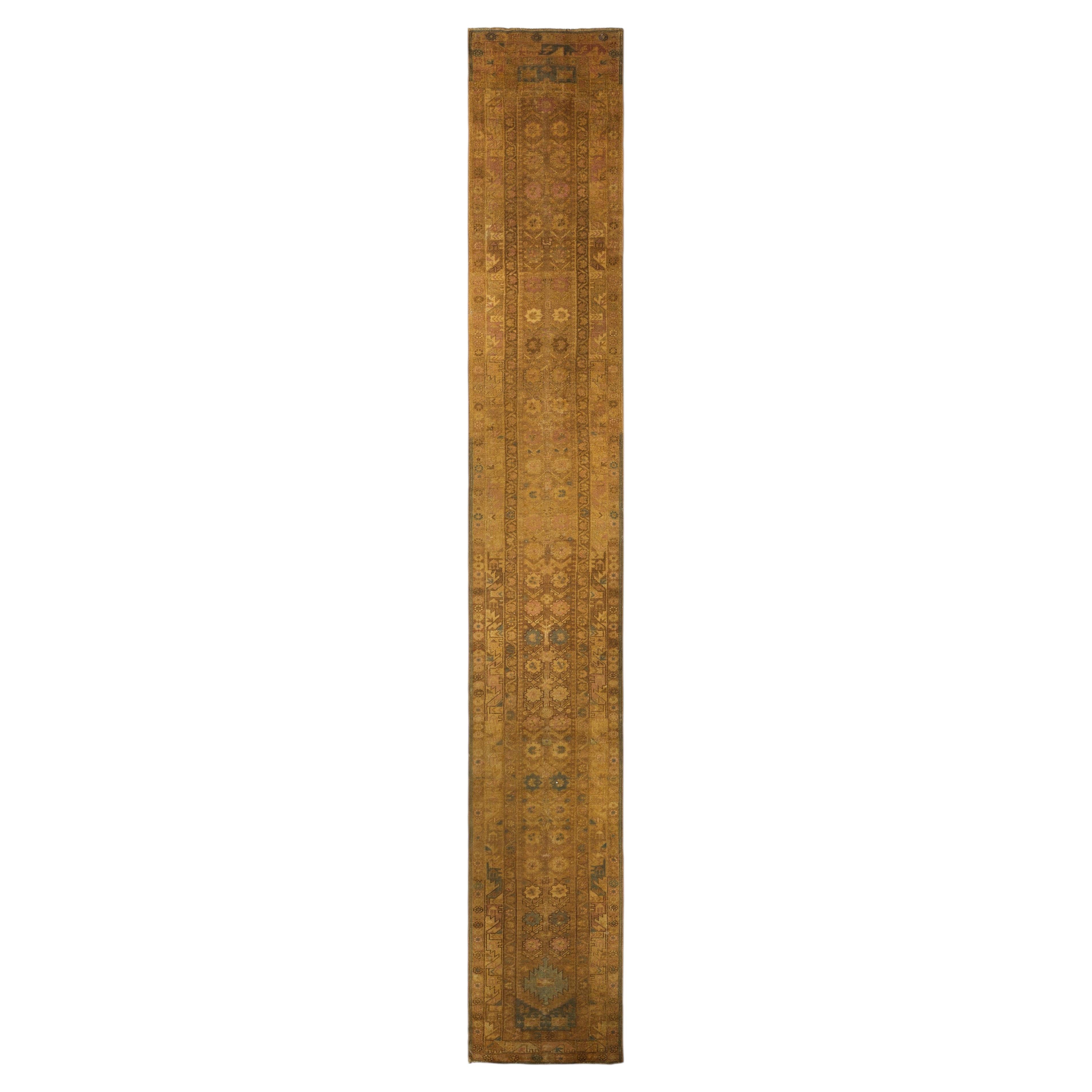 Turkey Brown Oushak Runner Rug 3x21 ft For Sale