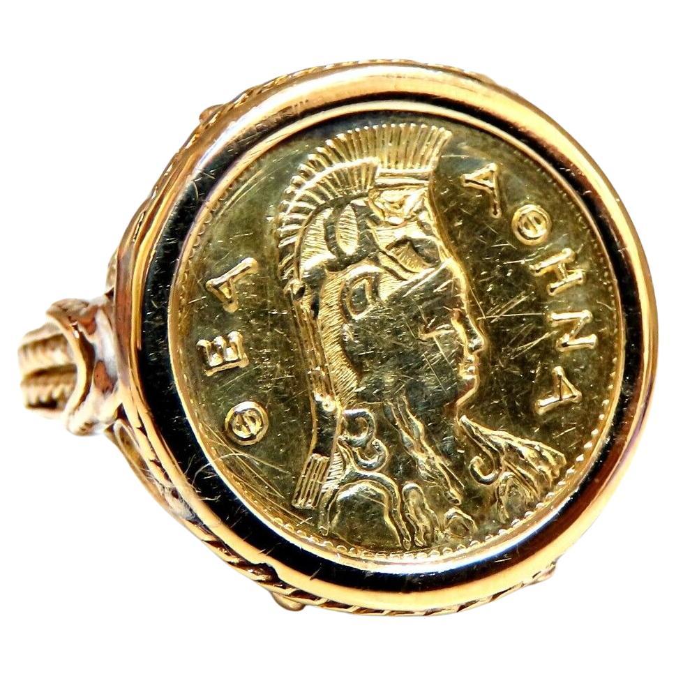 Turkey Coin 18kt Gold Ring Intricate For Sale