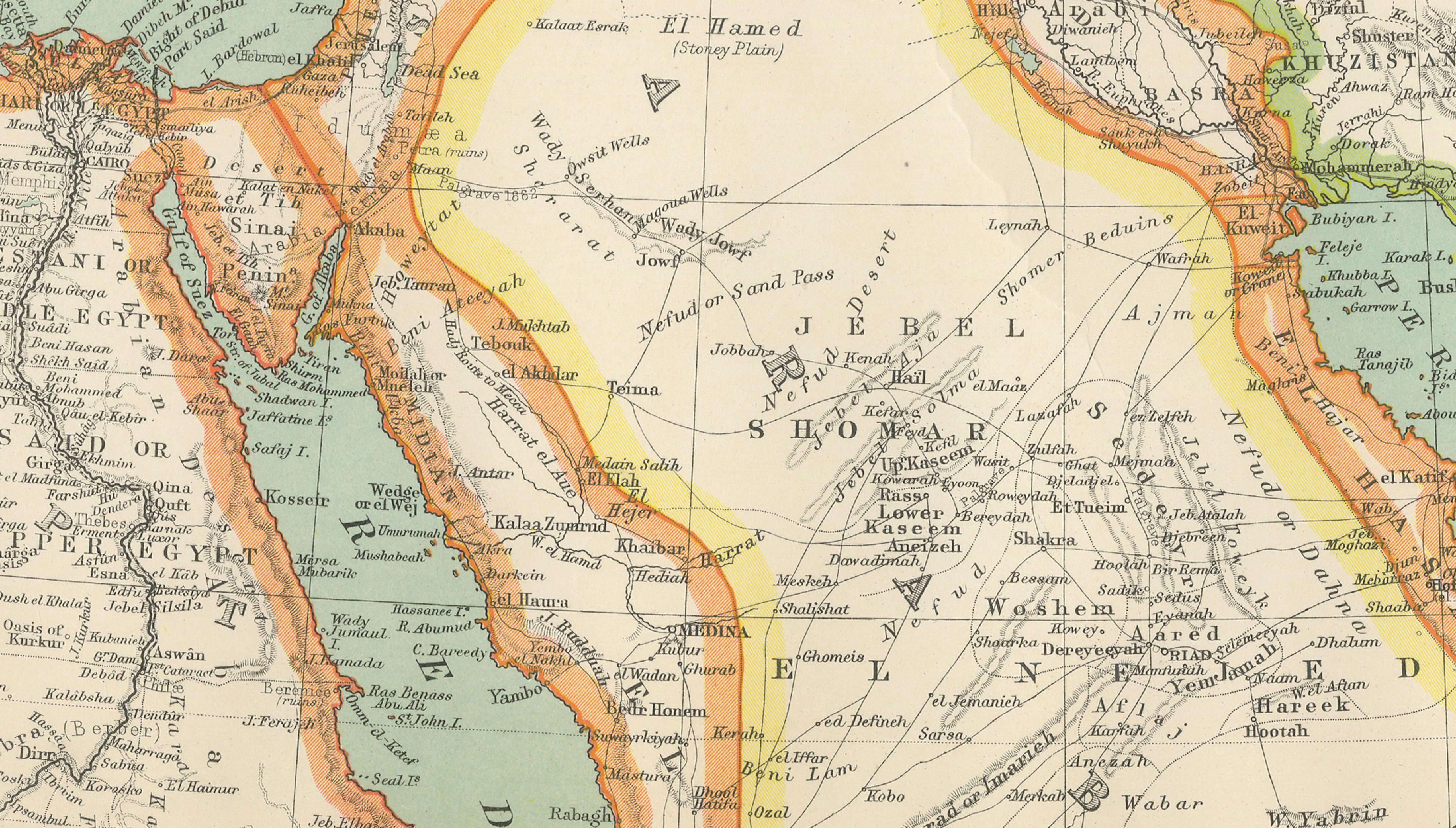 Turkey in Asia, Arabia & Persia Map with Cyprus and Egypt Insets c.1902