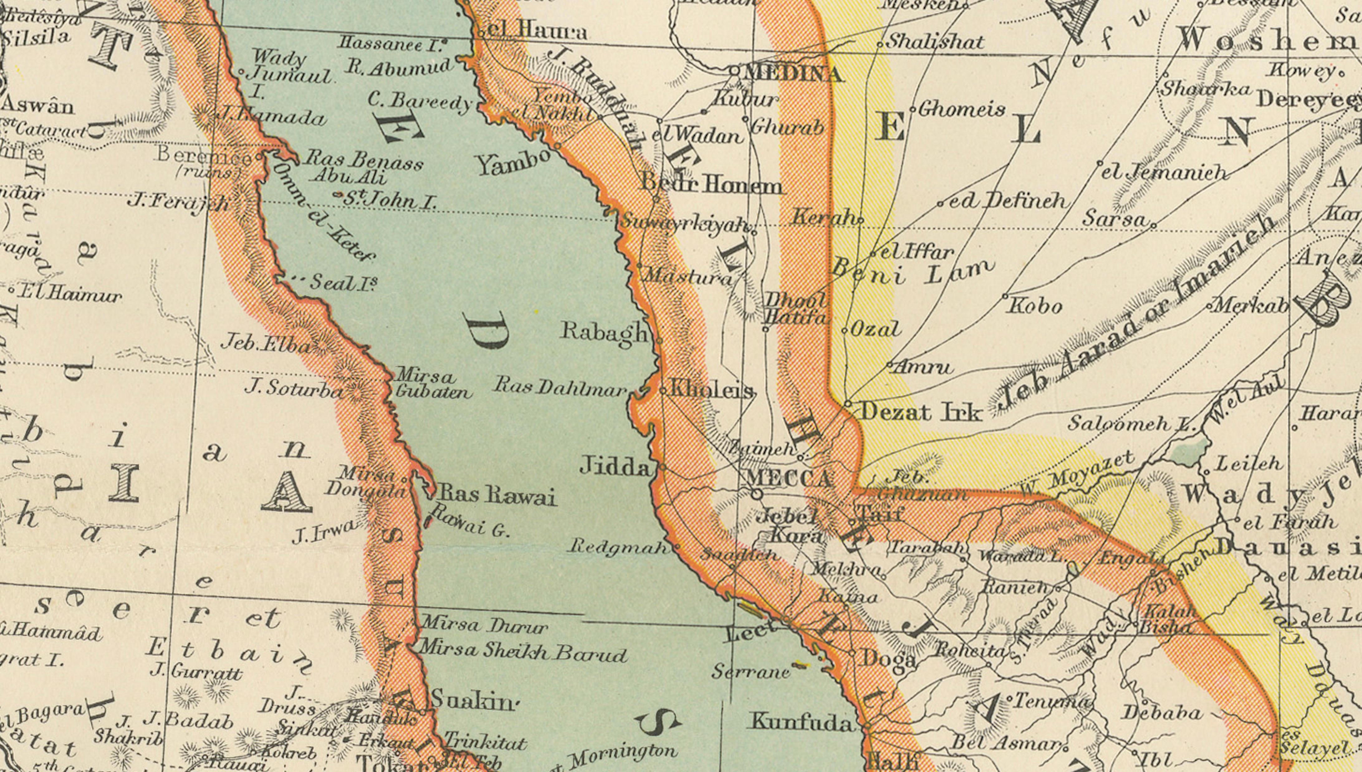 Turkey in Asia, Arabia & Persia Map with Cyprus and Egypt Insets c.1902
