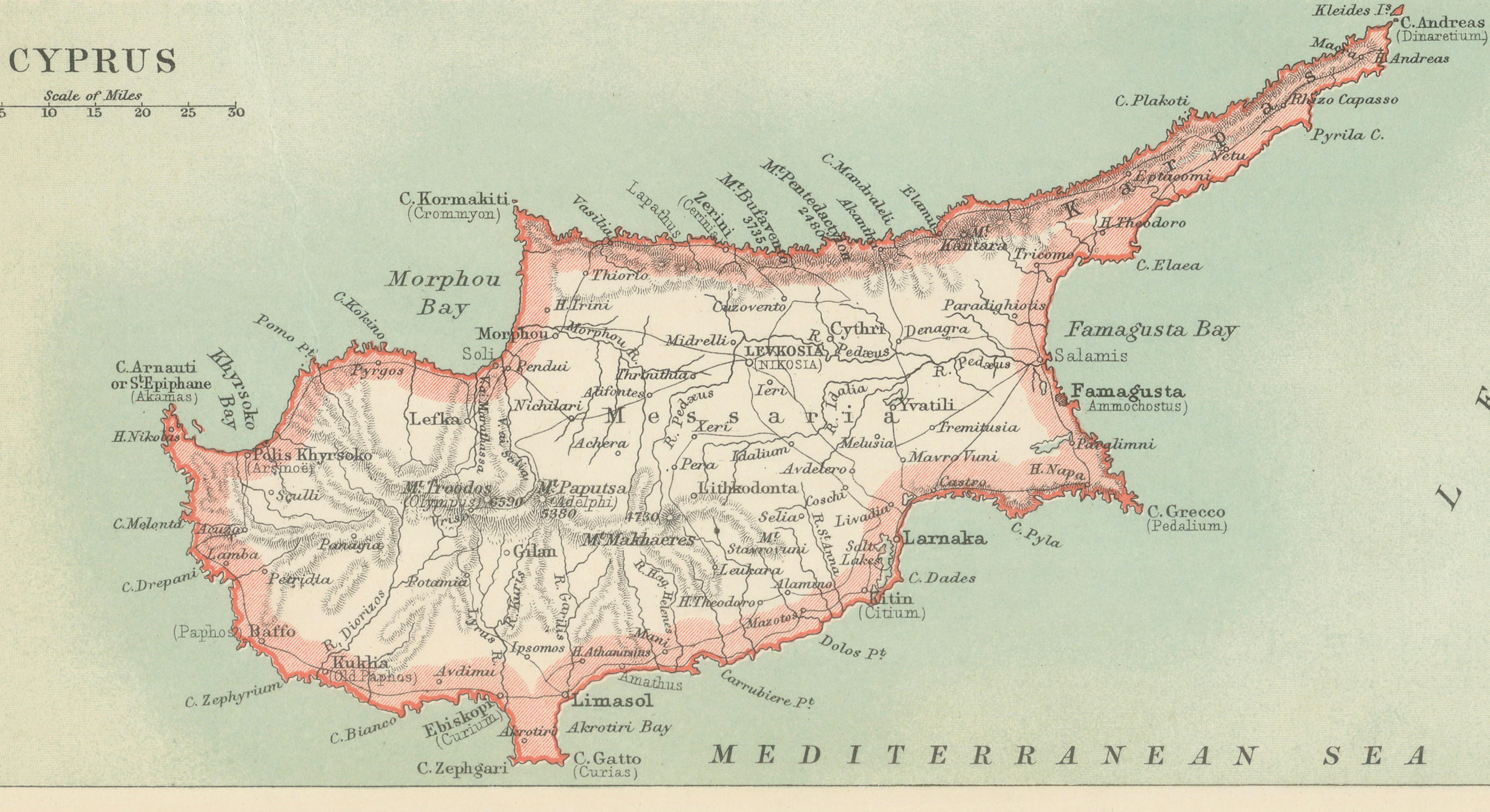Turkey in Asia, Arabia & Persia Map with Cyprus and Egypt Insets c.1902