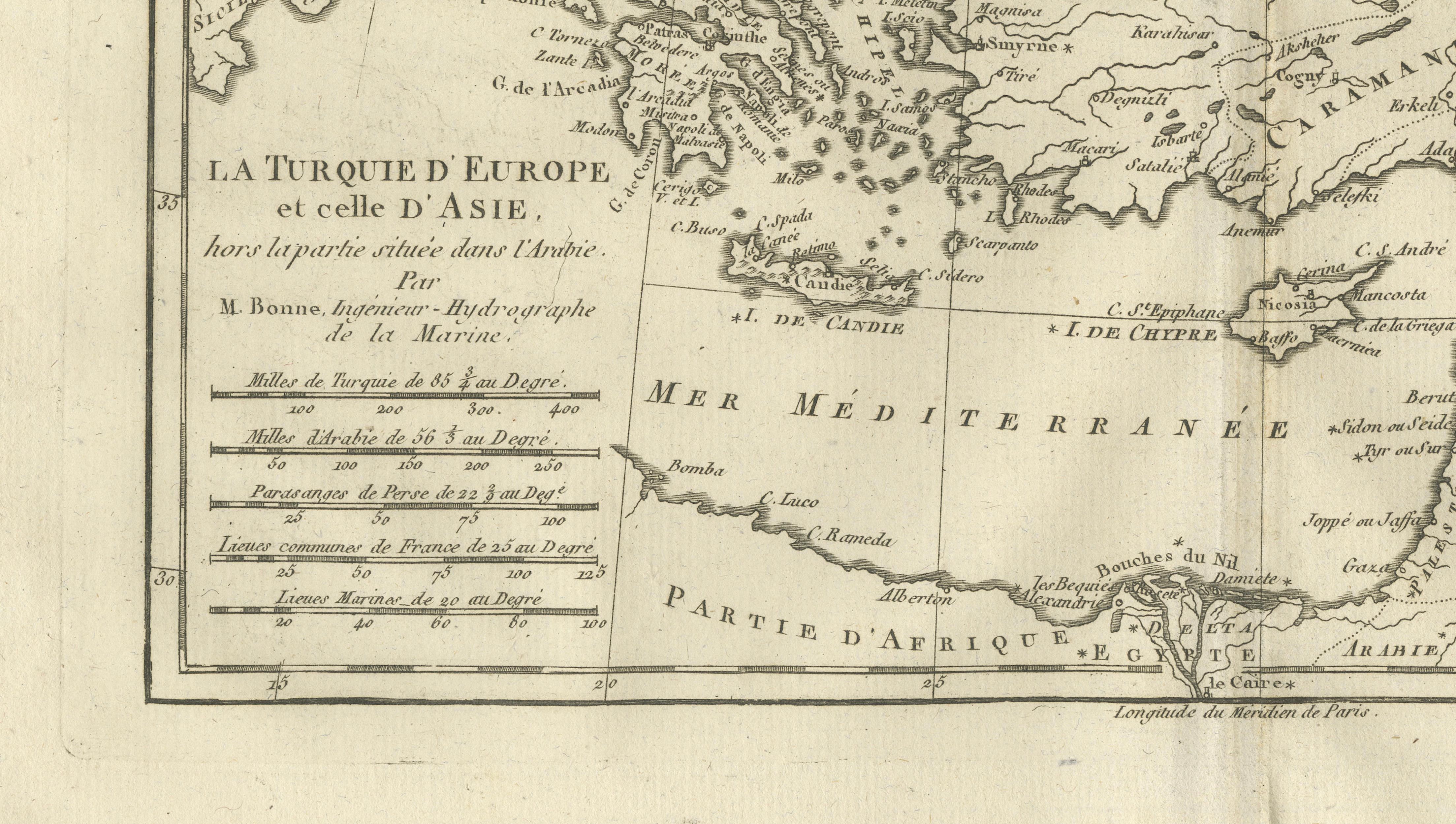 Turkey in Europe & Asia – Ottoman Lands by Bonne c.1780