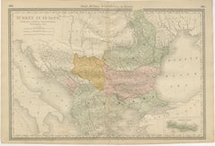 Turkey in Europe Map – Balkans, Rumelia, Serbia, Bulgaria, Rand McNally, ca.1888