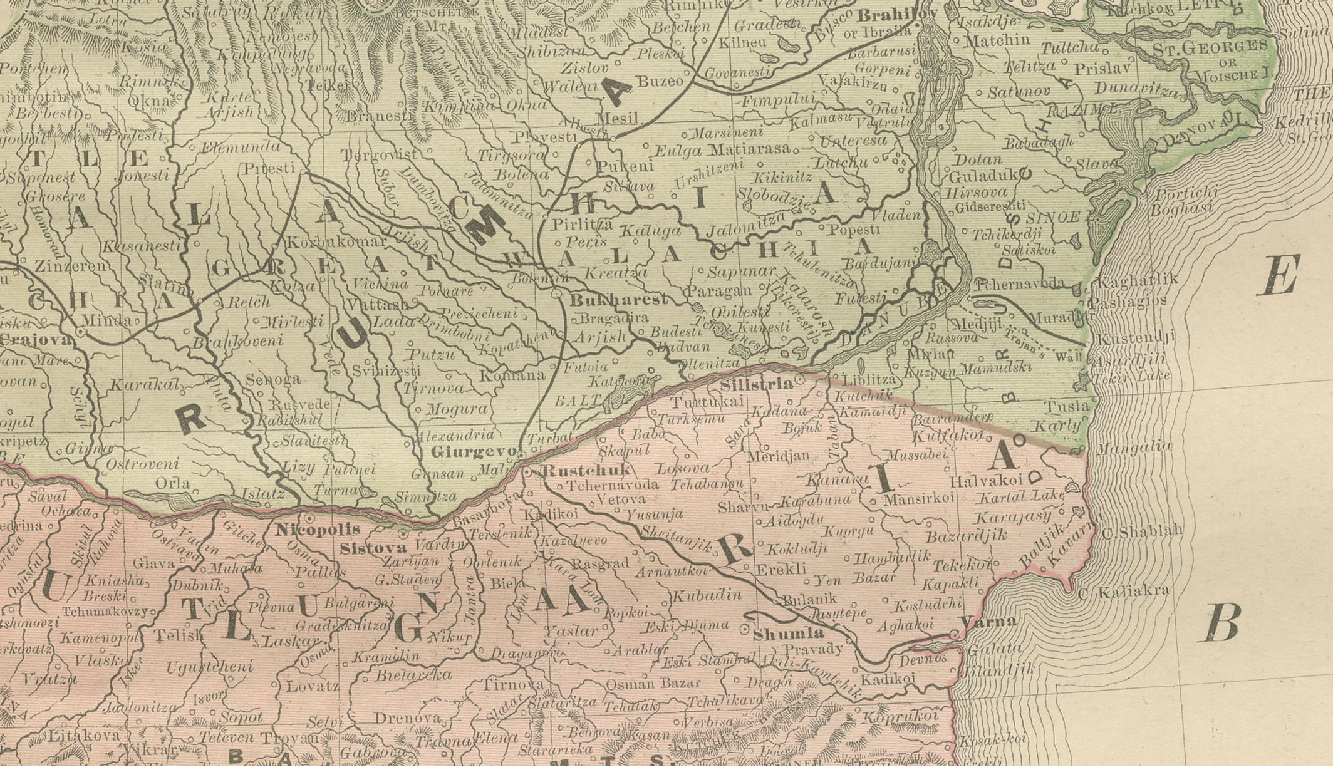 Turkey in Europe Map – Balkans, Rumelia, Serbia, Bulgaria, Rand McNally, ca.1888