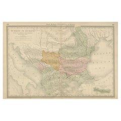 Antique Turkey in Europe Map – Balkans, Rumelia, Serbia, Bulgaria, Rand McNally, ca.1888