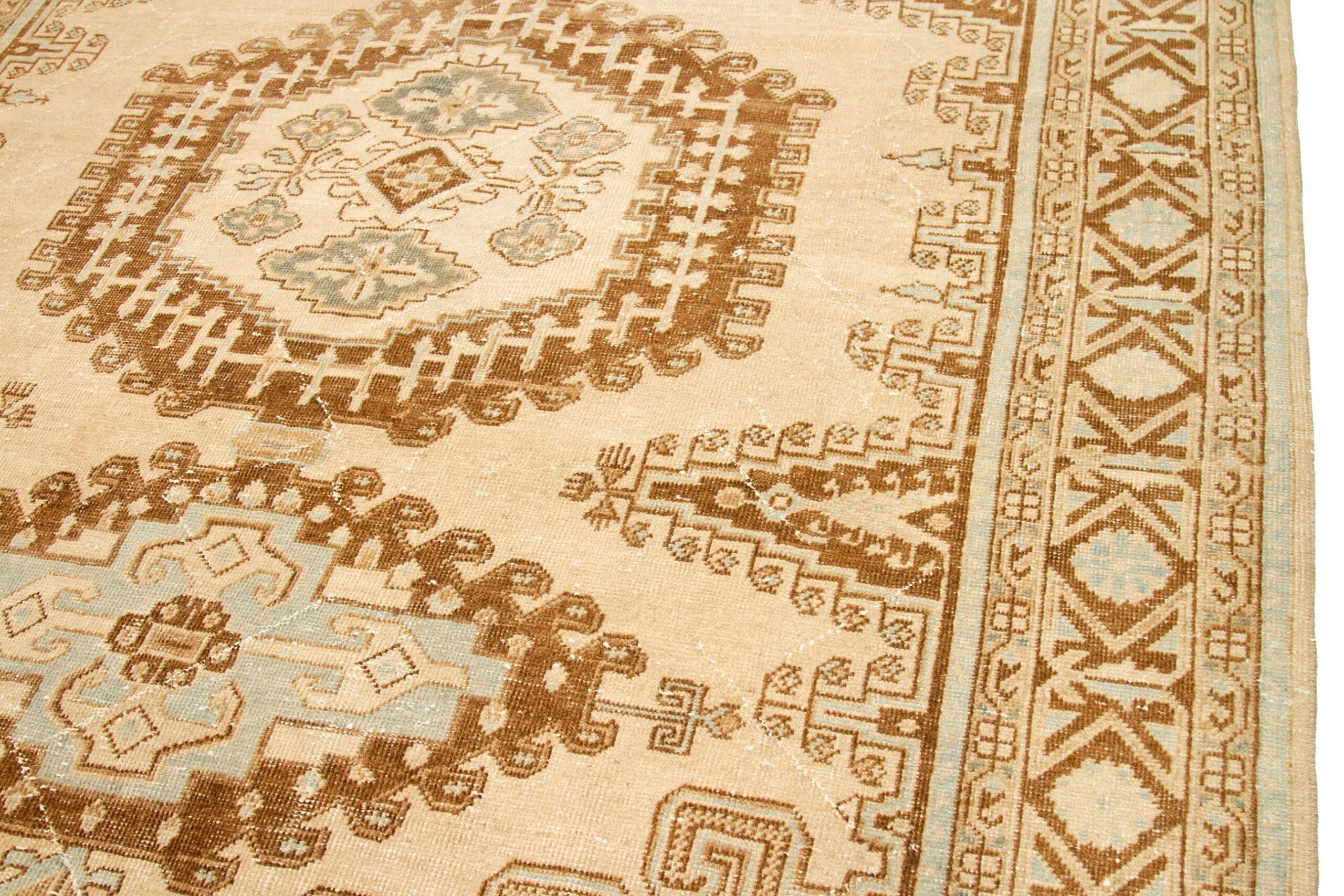 Türkei Kars Bereich Teppiche - Wolle Blau Braun Elfenbein Design - 92691 (Türkisch) im Angebot