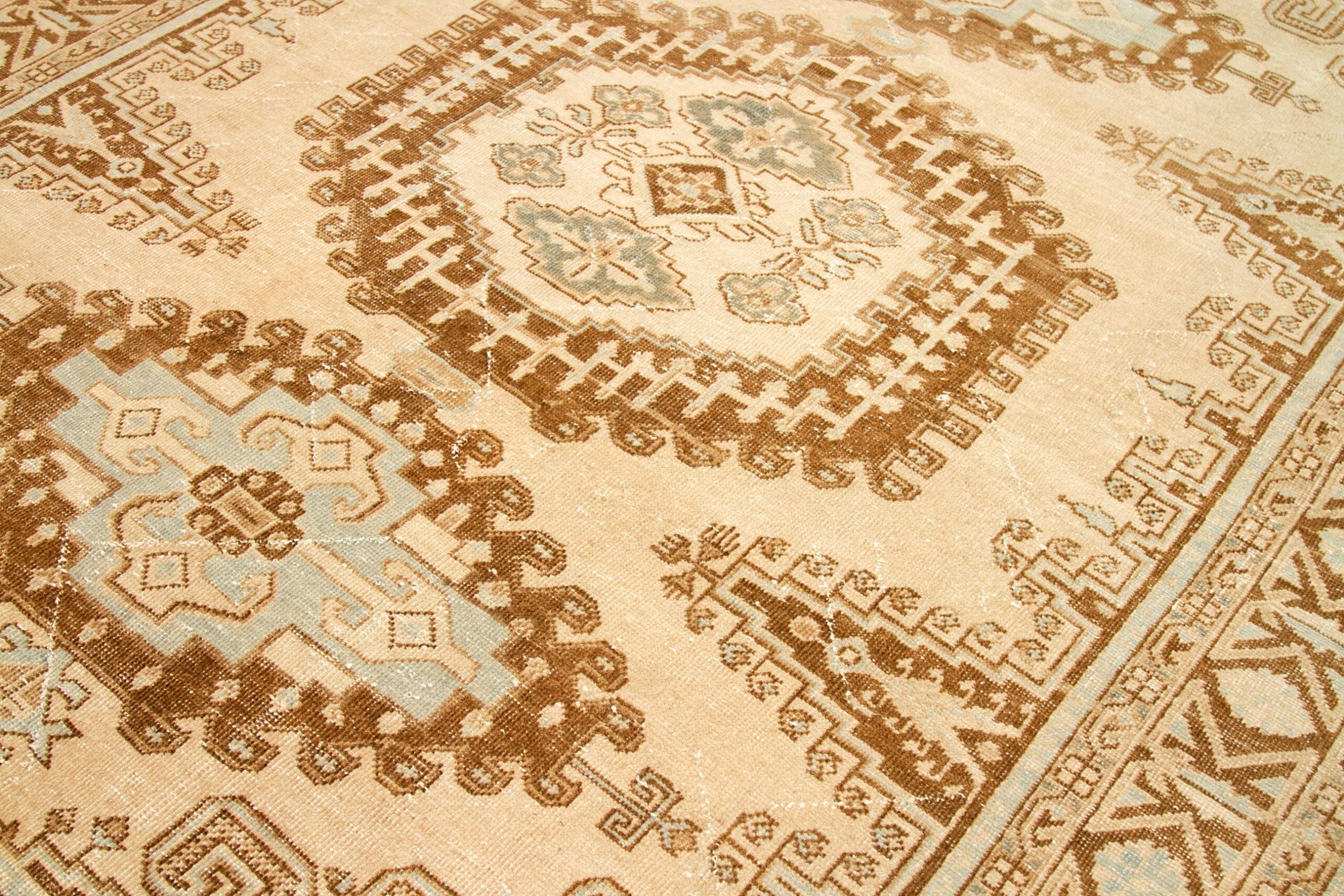 Türkei Kars Bereich Teppiche - Wolle Blau Braun Elfenbein Design - 92691 im Zustand „Hervorragend“ im Angebot in Dallas, TX
