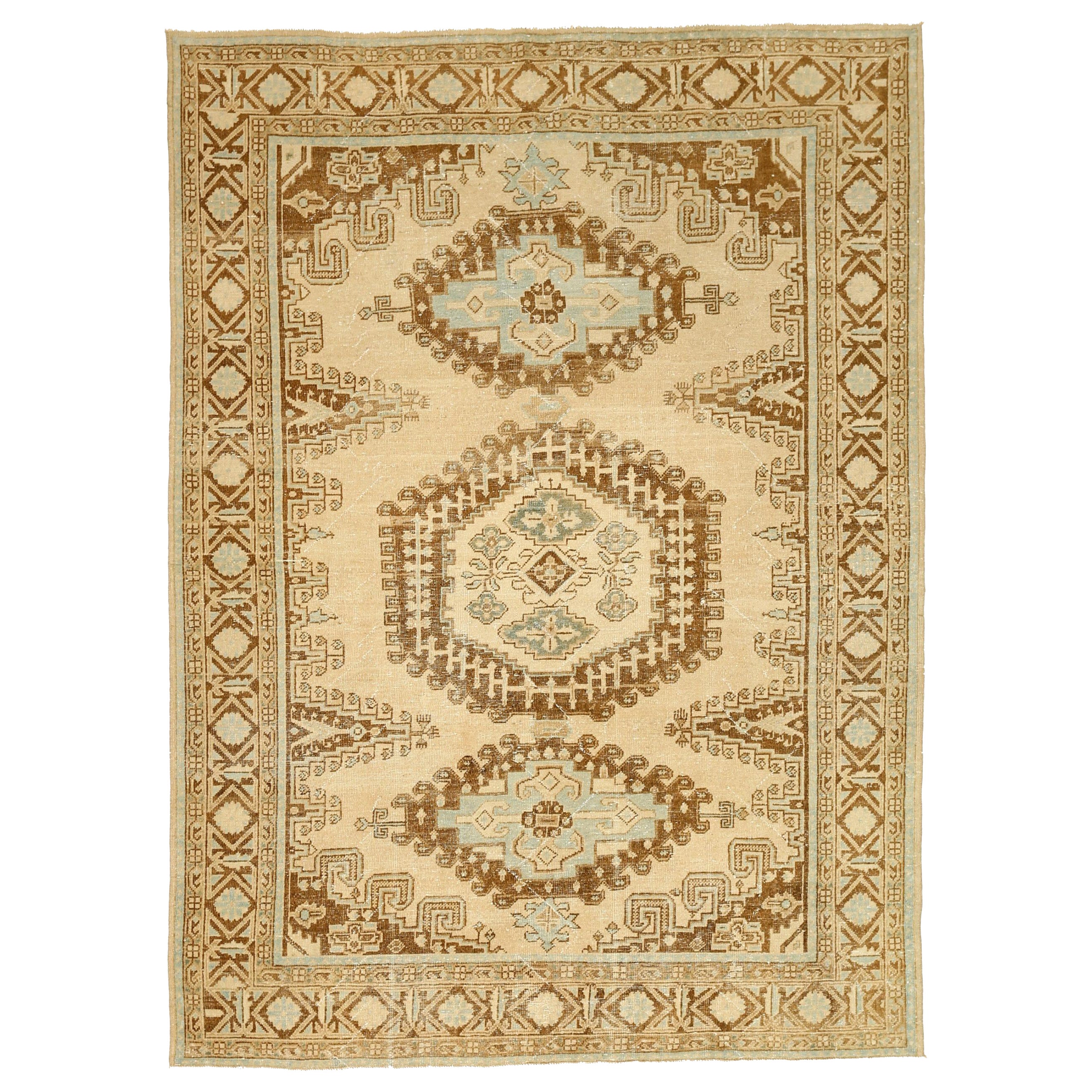 Turkey Kars Area Rugs - Wool Blue Brown Ivory Design - 92691