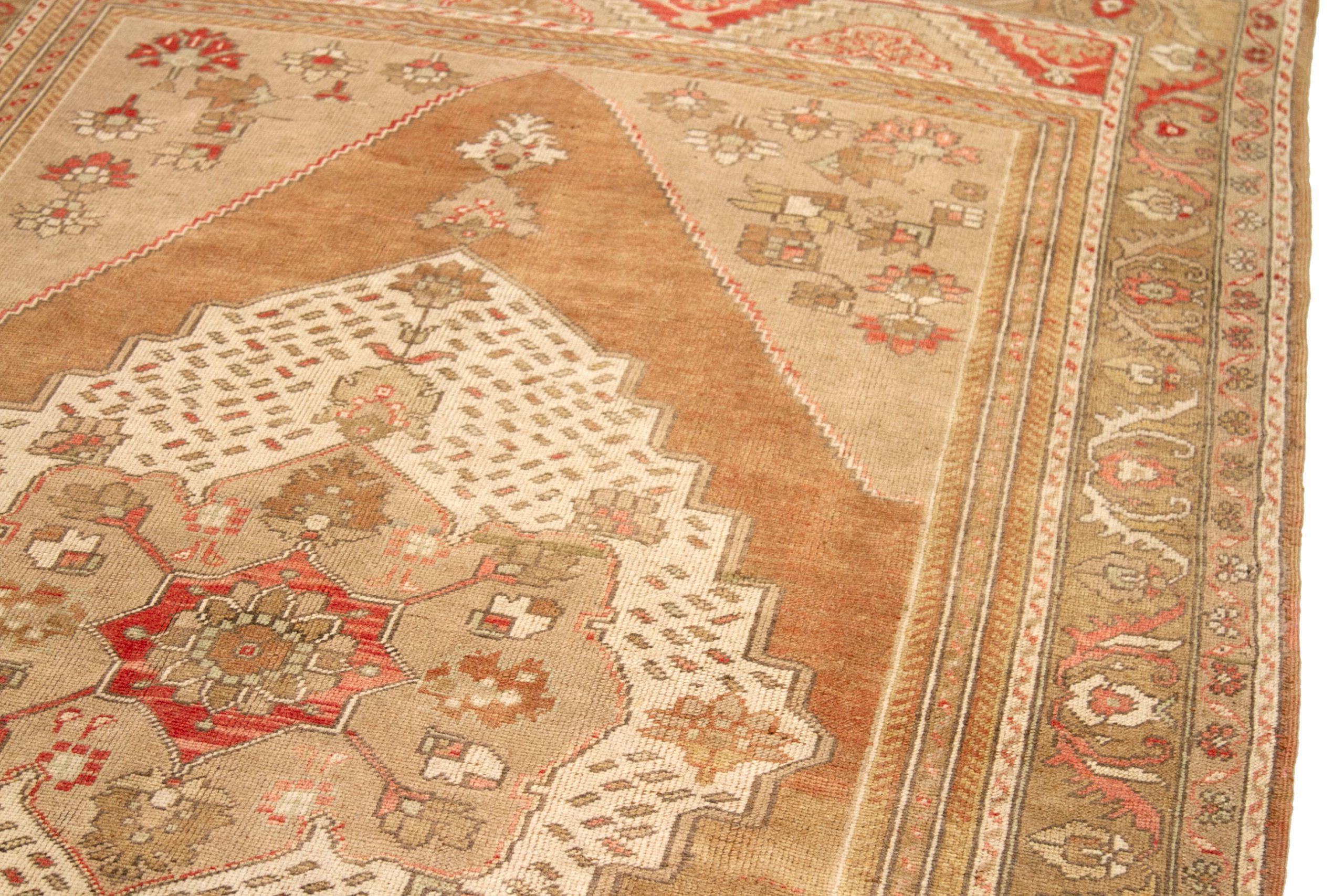Türkei Kars Area Rugs - Wolle Braun Elfenbein Rot Design - 92750 (20. Jahrhundert) im Angebot