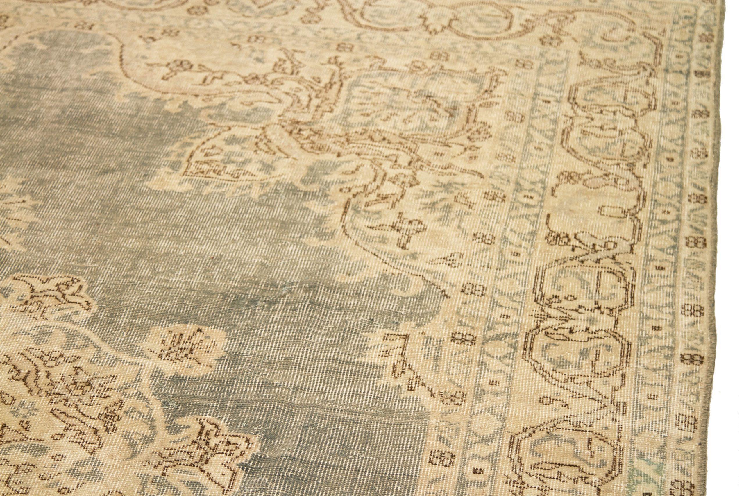 Türkei Kayseri Bereich Teppiche - Wolle Grün Elfenbein Design - 92746 (20. Jahrhundert) im Angebot