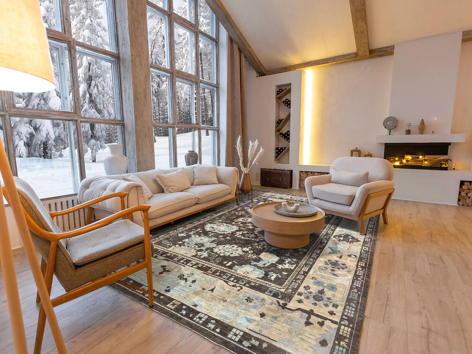 The Anatolian Modernist: A Grand Oushak Area Rug
Make a definitive and powerful statement with this magnificent Turkish Oushak rug. A masterpiece of scale and contemporary vision, this piece is designed for those who seek to anchor their space with