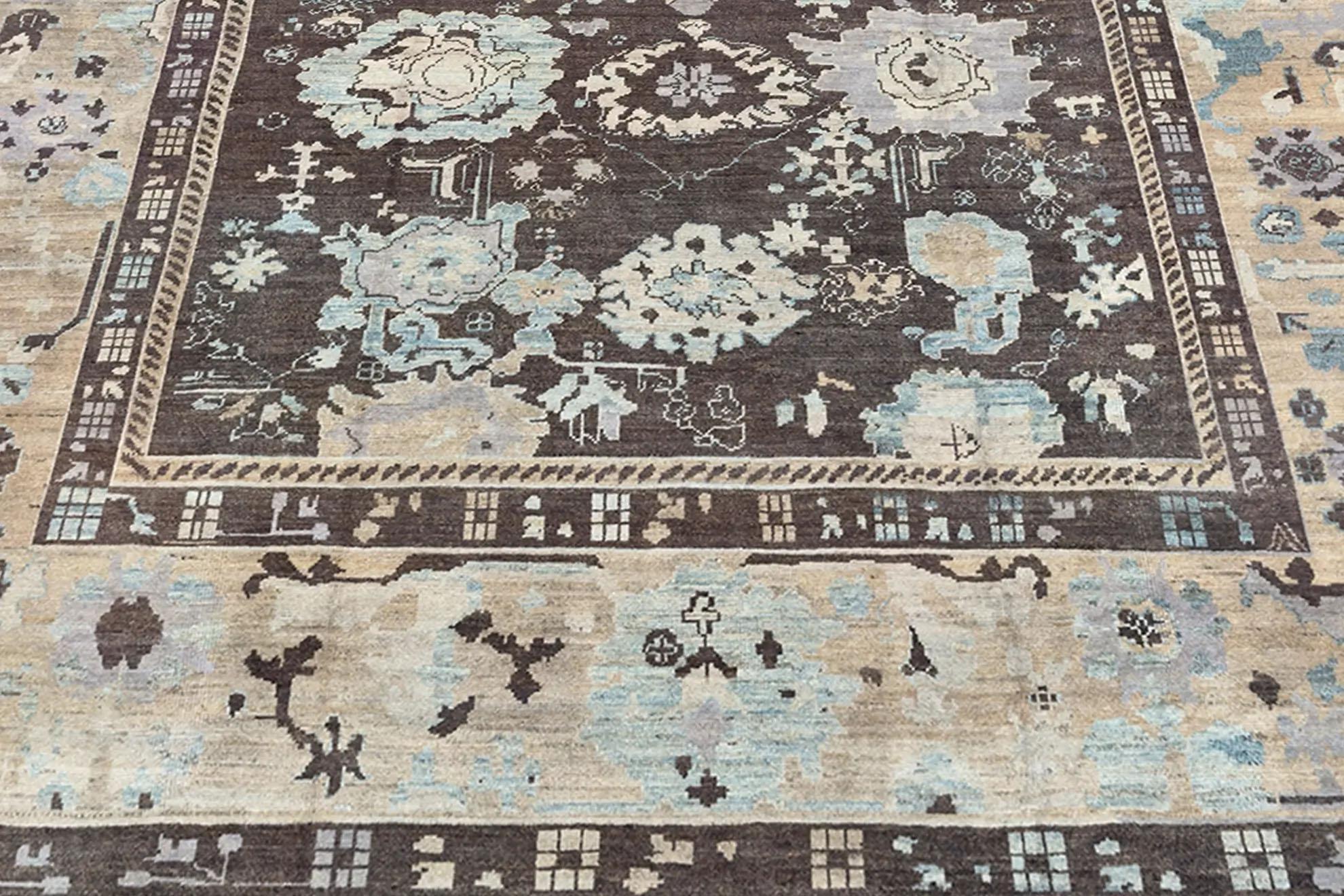 Turkey Oushak Area Rug - Brown & Ivory Design im Zustand „Hervorragend“ im Angebot in Dallas, TX