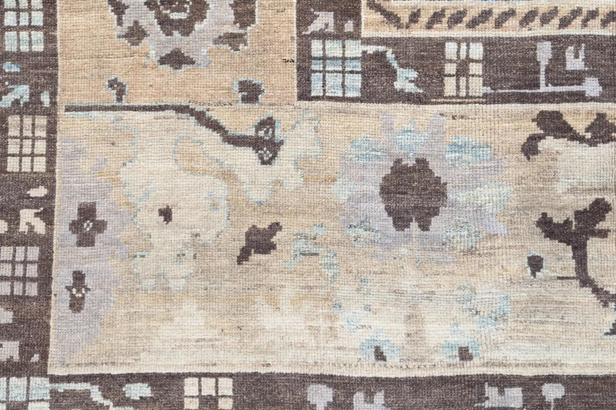 Turkey Oushak Area Rug - Brown & Ivory Design (Wolle) im Angebot