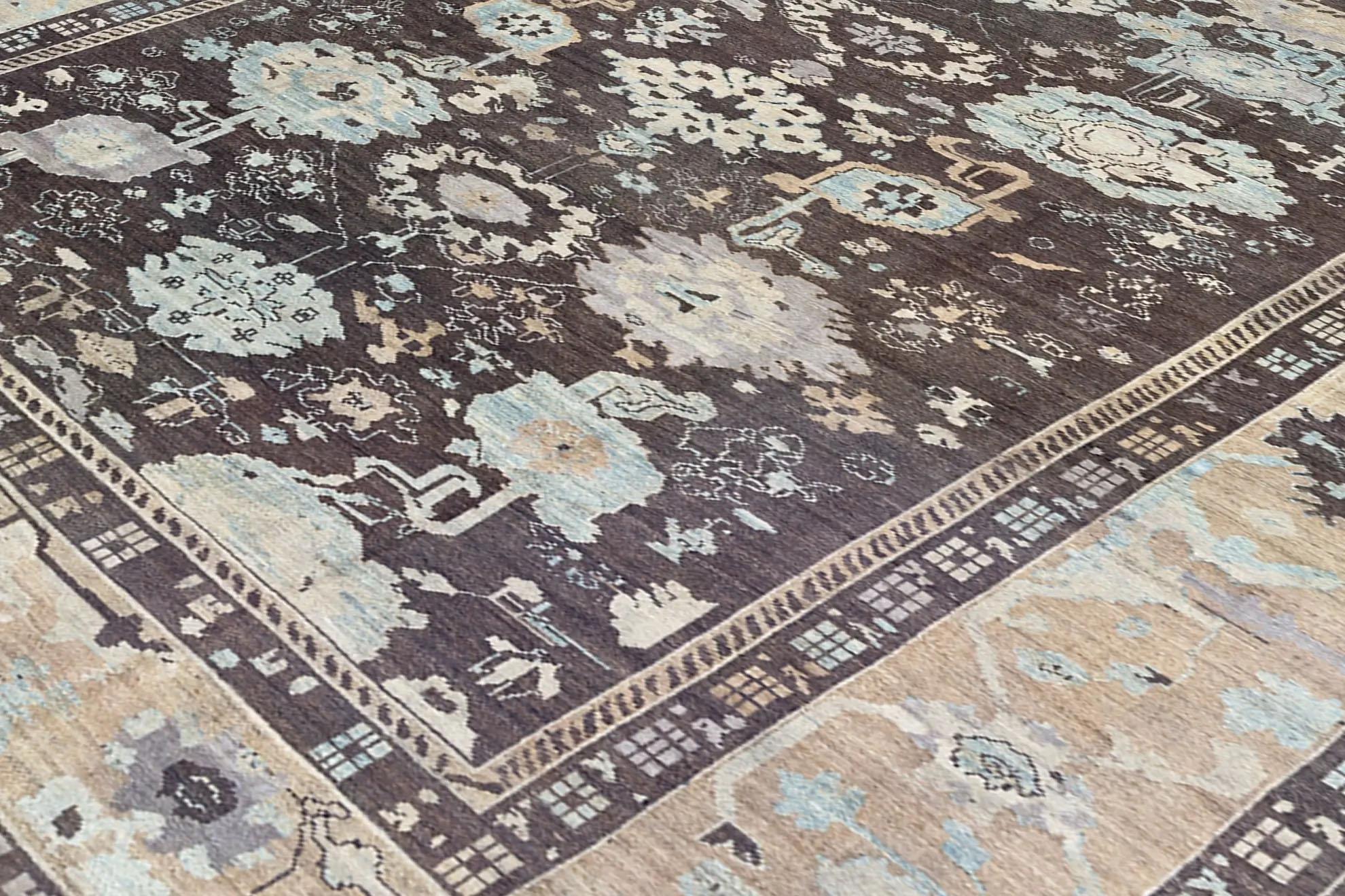 Turkey Oushak Area Rug - Brown & Ivory Design im Angebot 1