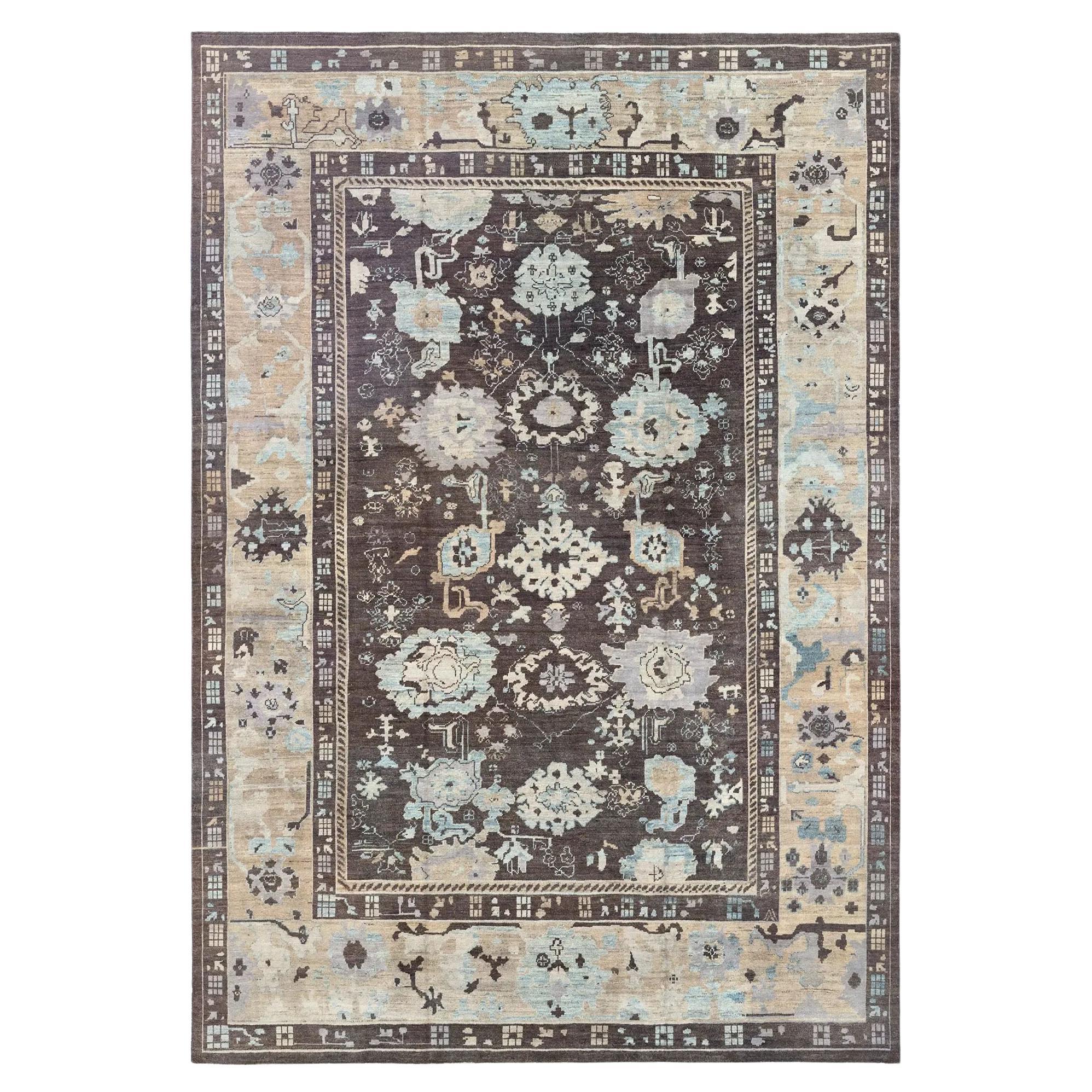 Turkey Oushak Area Rug - Brown & Ivory Design im Angebot