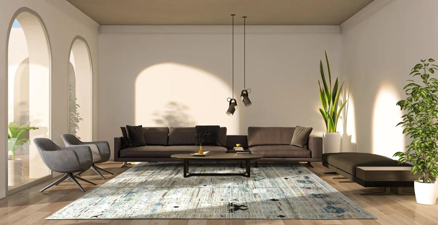 Tappeto per l'area Oushak della Turchia - Design grigio (122x180) in vendita 1
