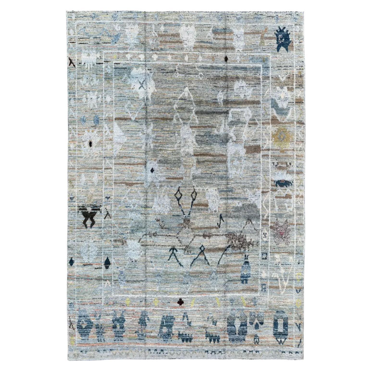 Tappeto per l'area Oushak della Turchia - Design grigio (122x180) in vendita