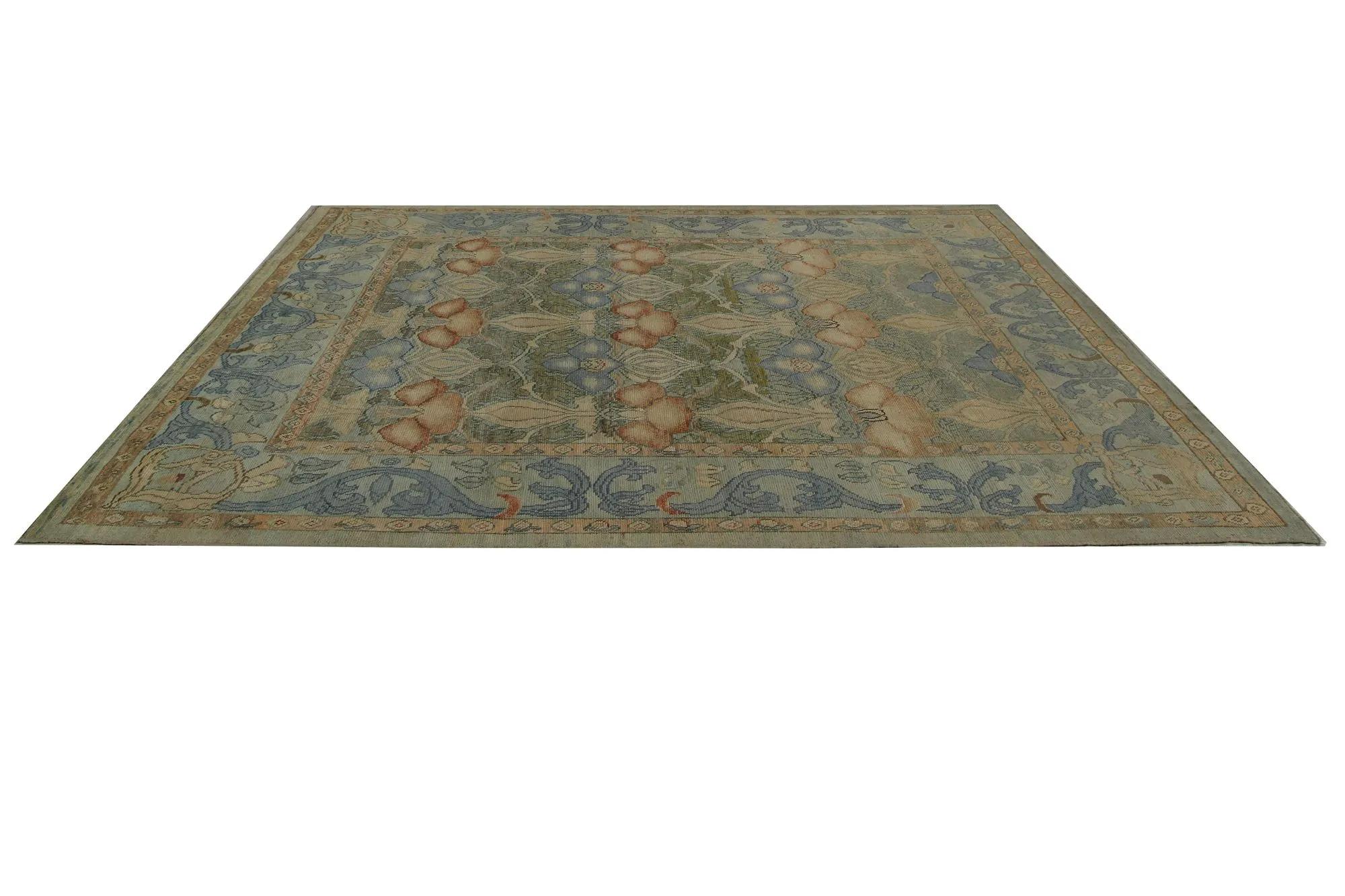 Verdant Oasis: A Magnificent Hand-Knotted Turkish Oushak Area Rug
Transform your home into a serene sanctuary with the captivating beauty of this magnificent hand-knotted Turkish Oushak area rug. Its sophisticated design, featuring an enchanting