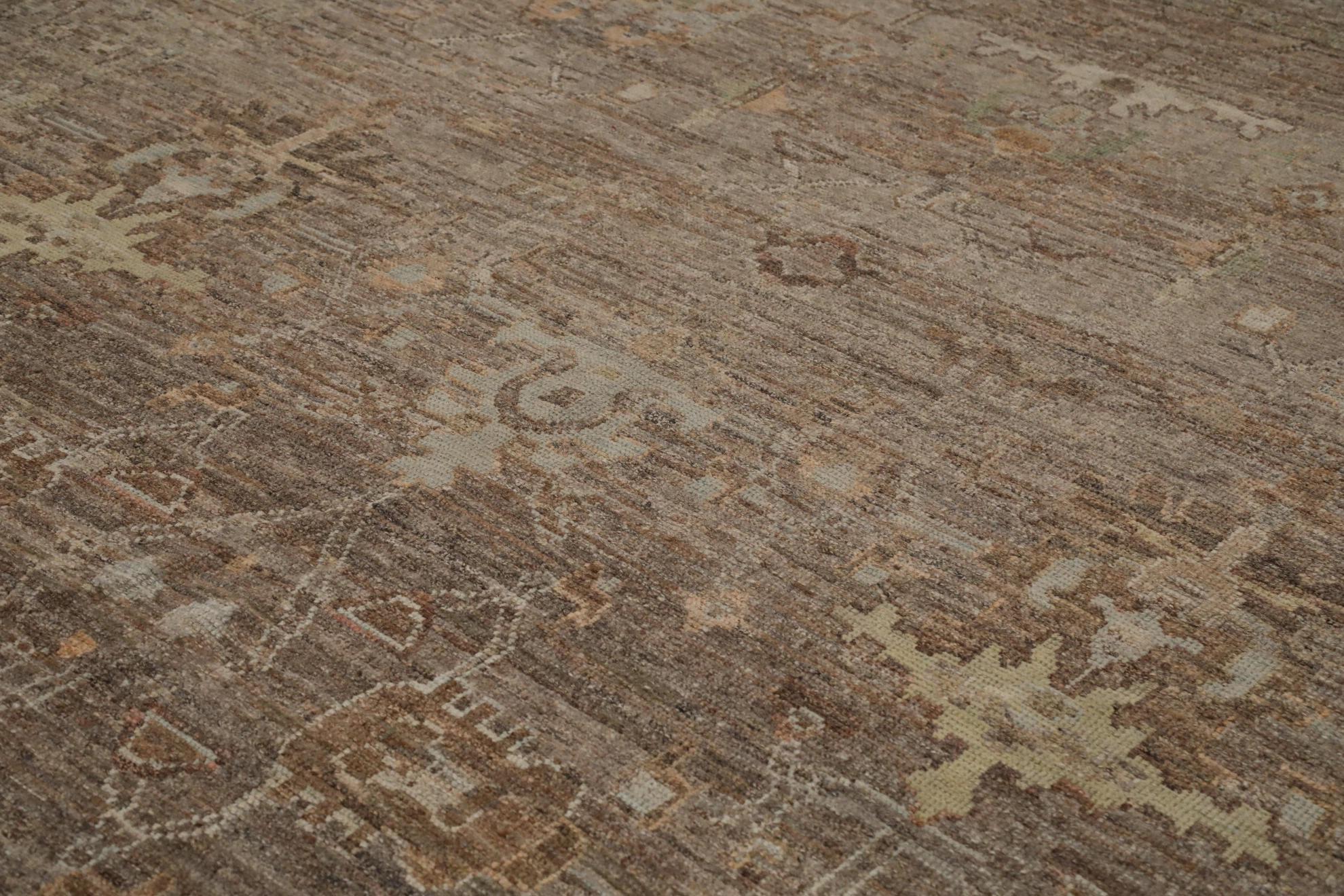Turco Tappeti Turchia Oushak - Lana Marrone Taupe Giallo - 98868 in vendita