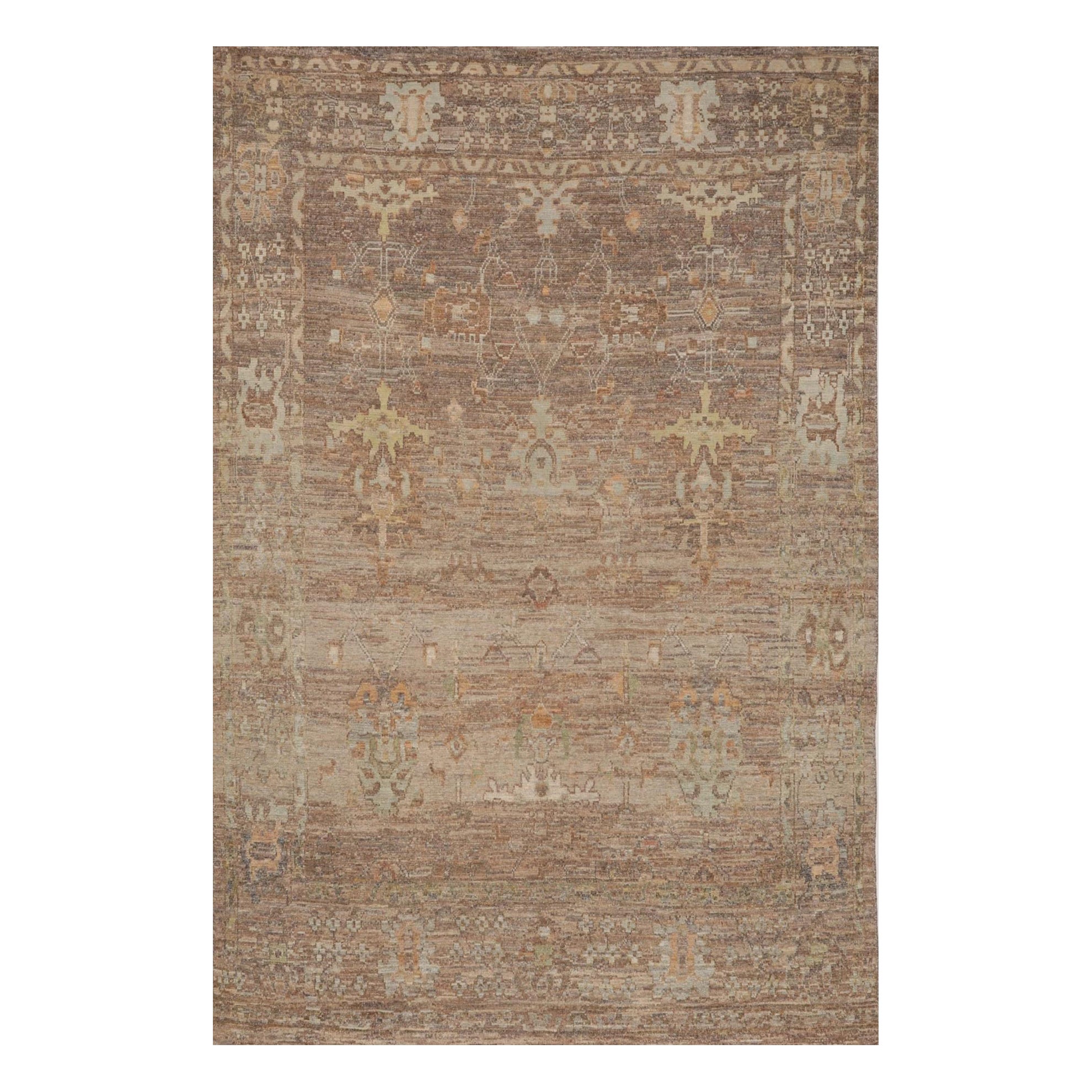 Tappeti Turchia Oushak - Lana Marrone Taupe Giallo - 98868 in vendita