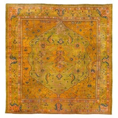 Alfombra Turca Oushak Circa 1910 - Lana Verde Naranja Rosa - 99577