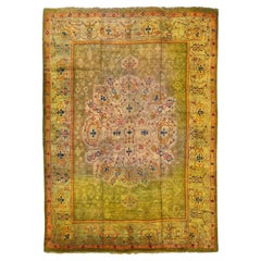 Turkey Oushak Over Size Rug Circa 1910 - Wool Green Pink Red Design - 99578