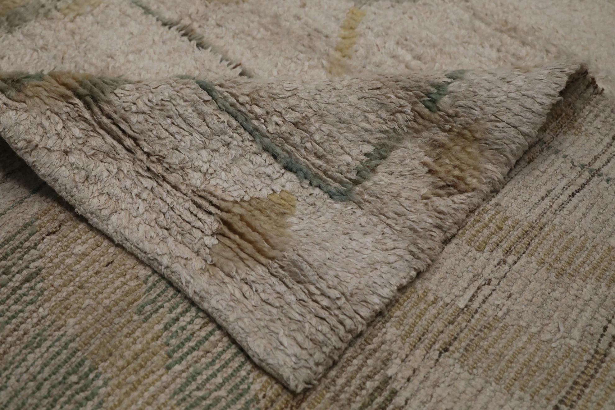 Türkei Oushak Over Size Teppich - Wolle Grün Elfenbein Gelb Design - 99600 (Stammeskunst) im Angebot