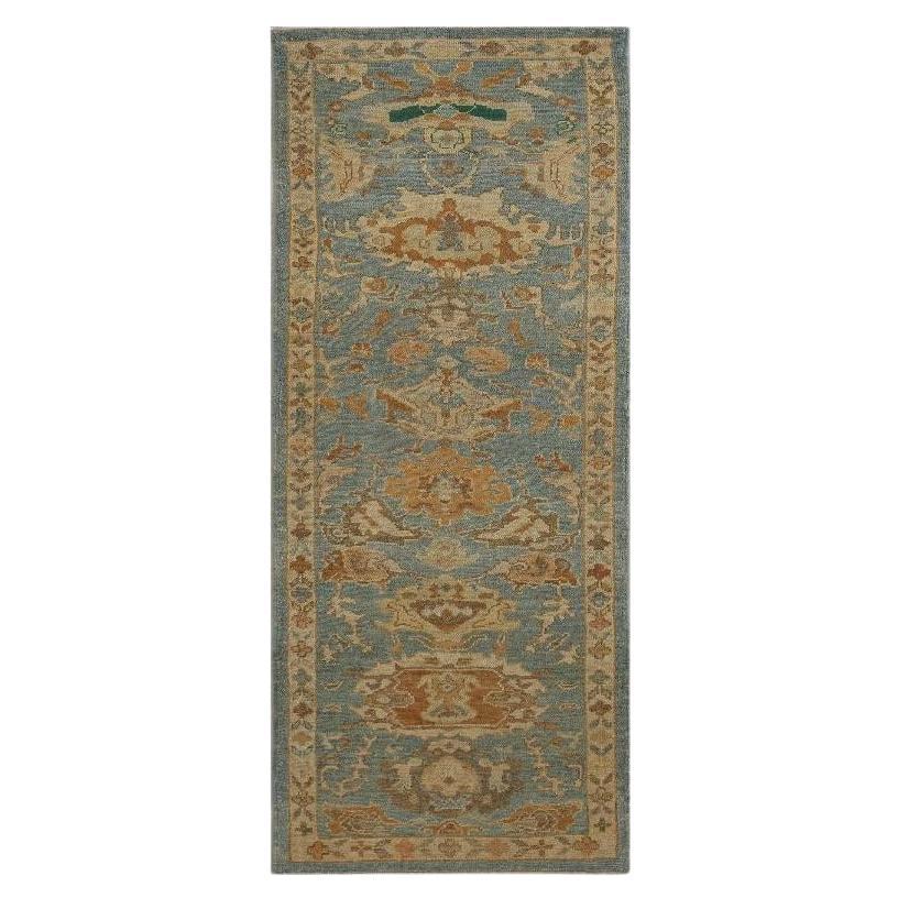 Turkey Oushak-Läufer aus Wolle in Grau und Elfenbein in Elfenbein - 98135 im Angebot