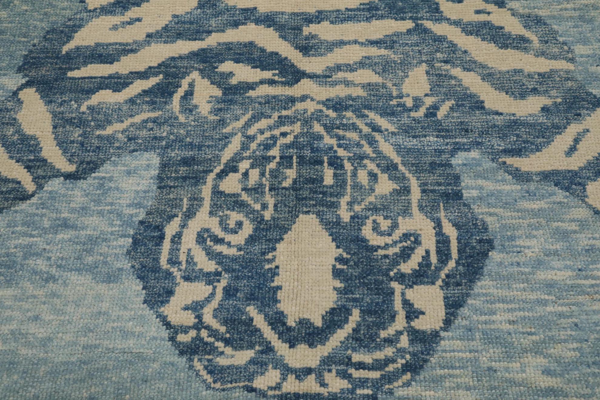 Turco Tappeto Oushak Turchia Small Design Circa 1990 - Lana Blu Avorio - 99572 in vendita