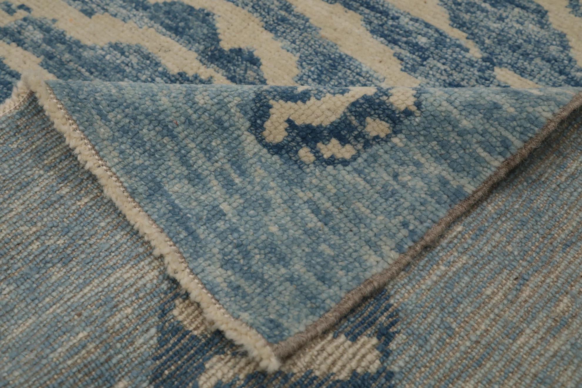 Tinto Tappeto Oushak Turchia Small Design Circa 1990 - Lana Blu Avorio - 99572 in vendita