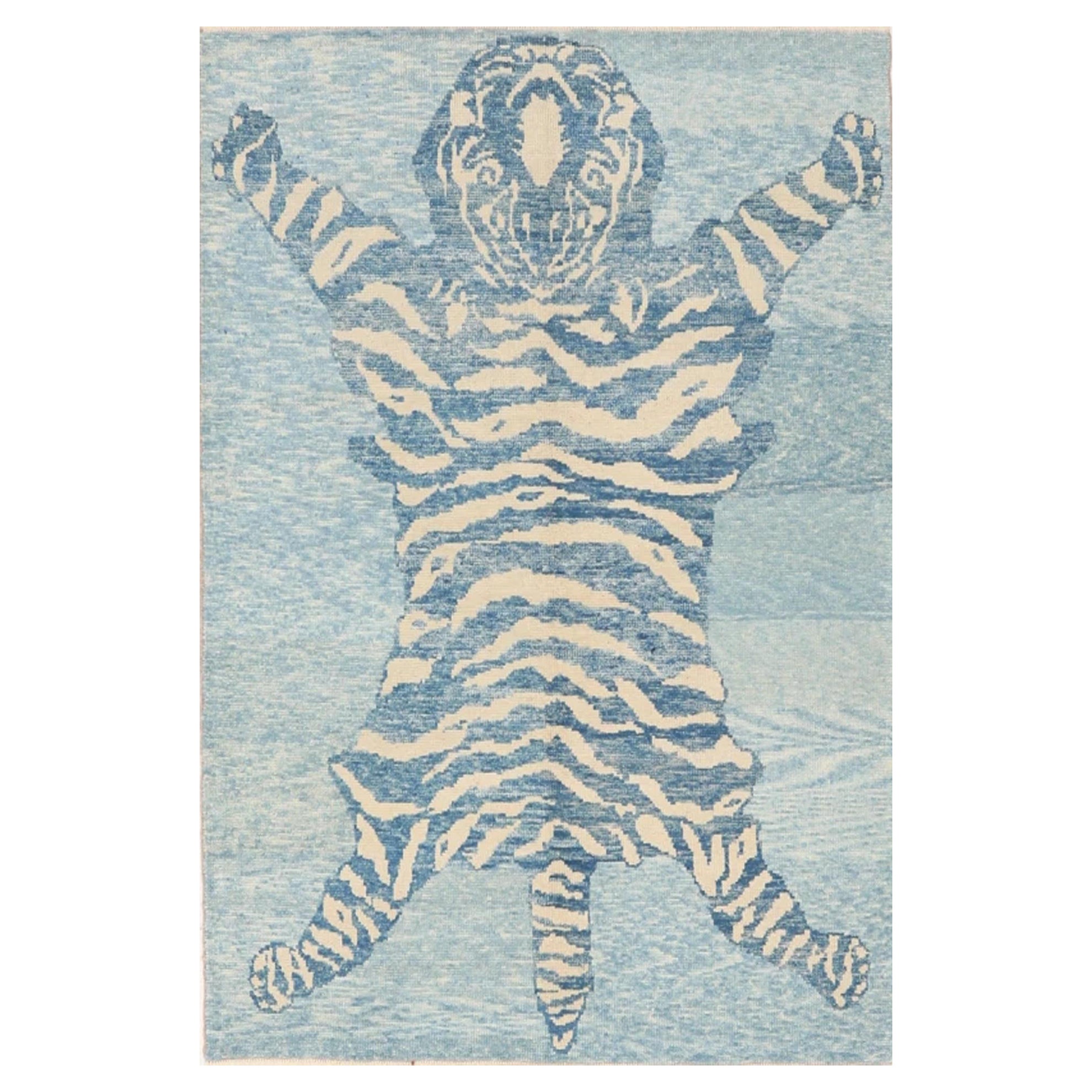 Tappeto Oushak Turchia Small Design Circa 1990 - Lana Blu Avorio - 99572