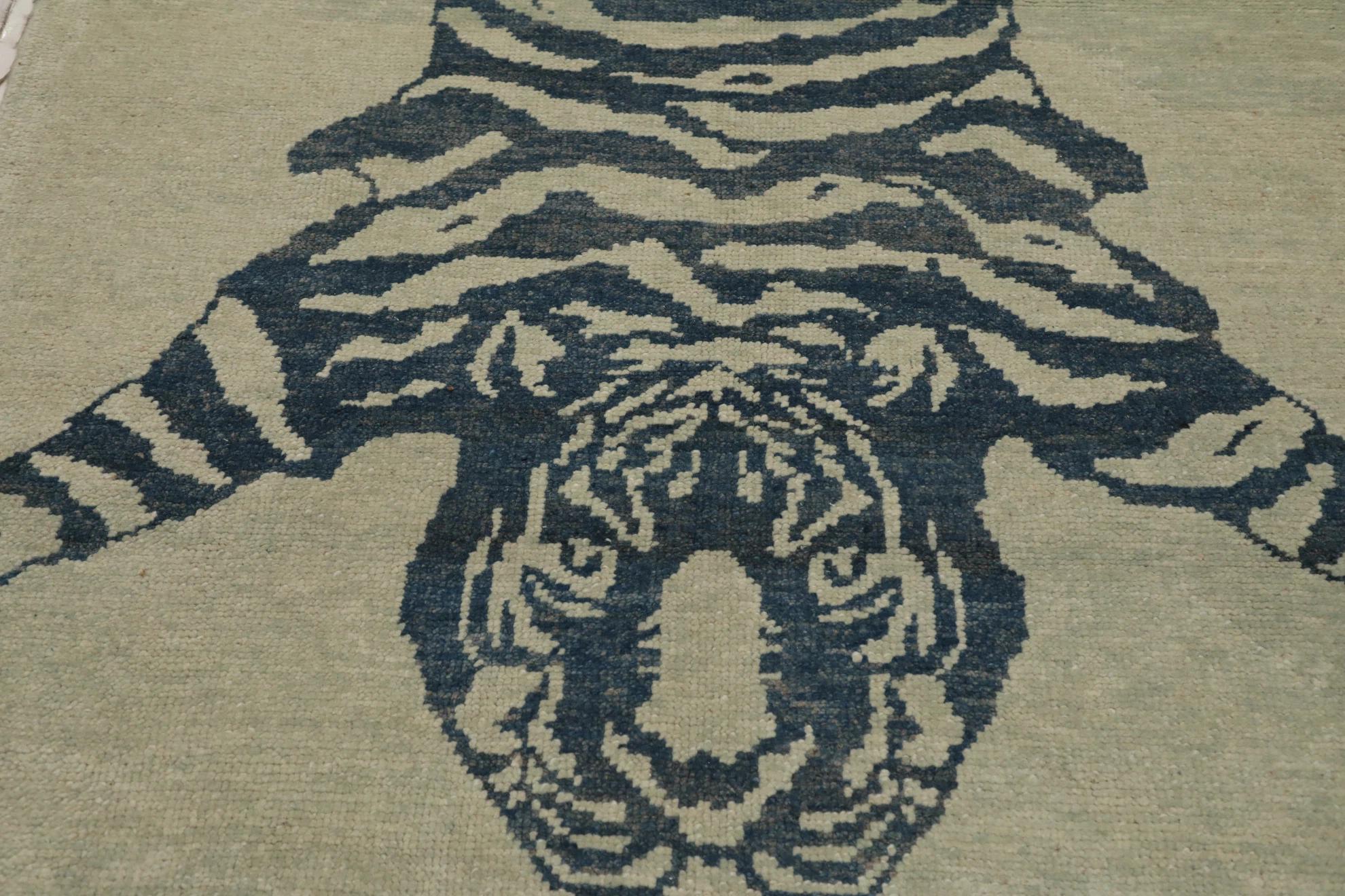 Turco Tappeto Oushak Turchia Small Design Circa 1990 - Lana Avorio Blu Navy - 99571 in vendita