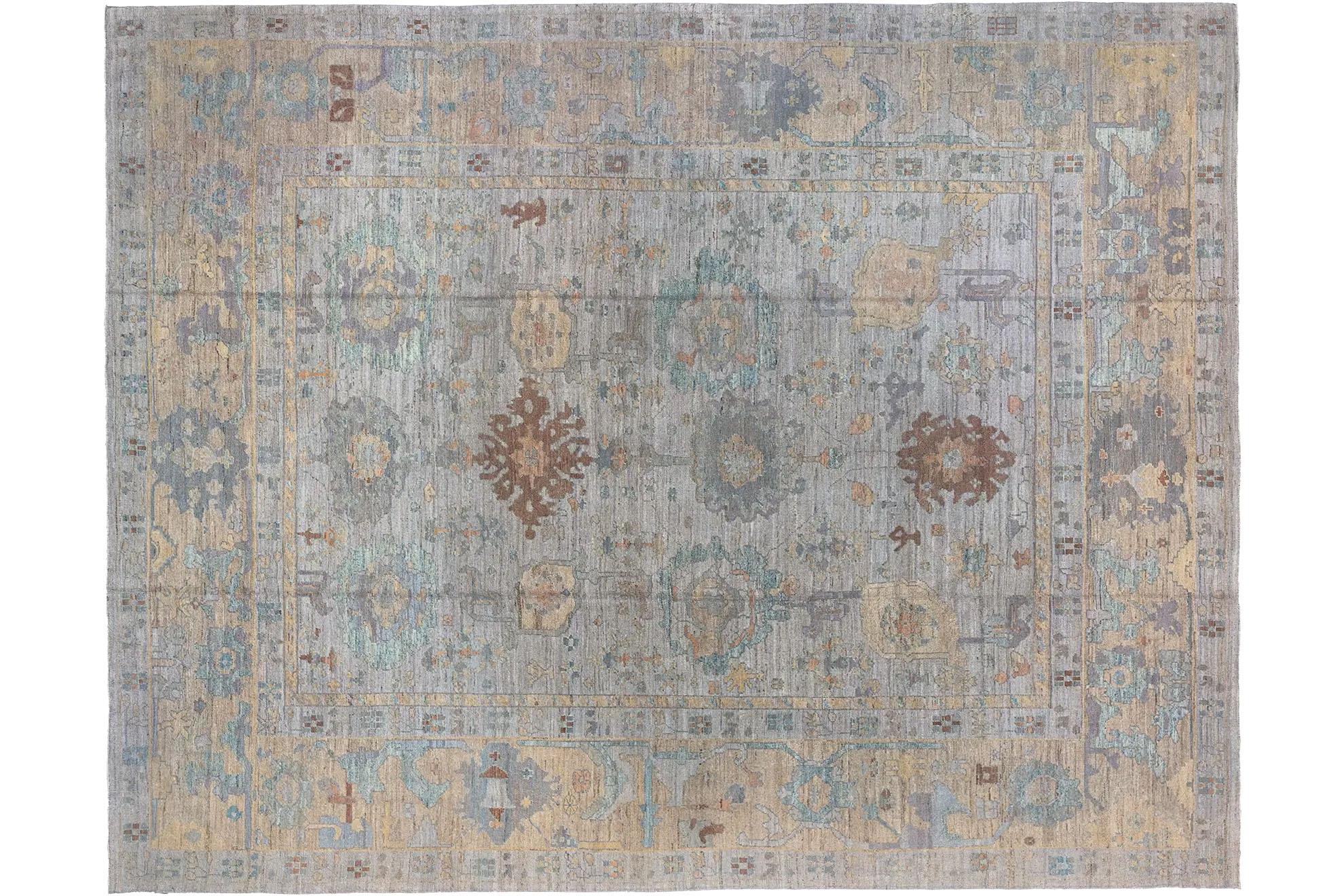 Persian Turkey Oversize Rug - Oushak Design (147 x 186) in For Sale