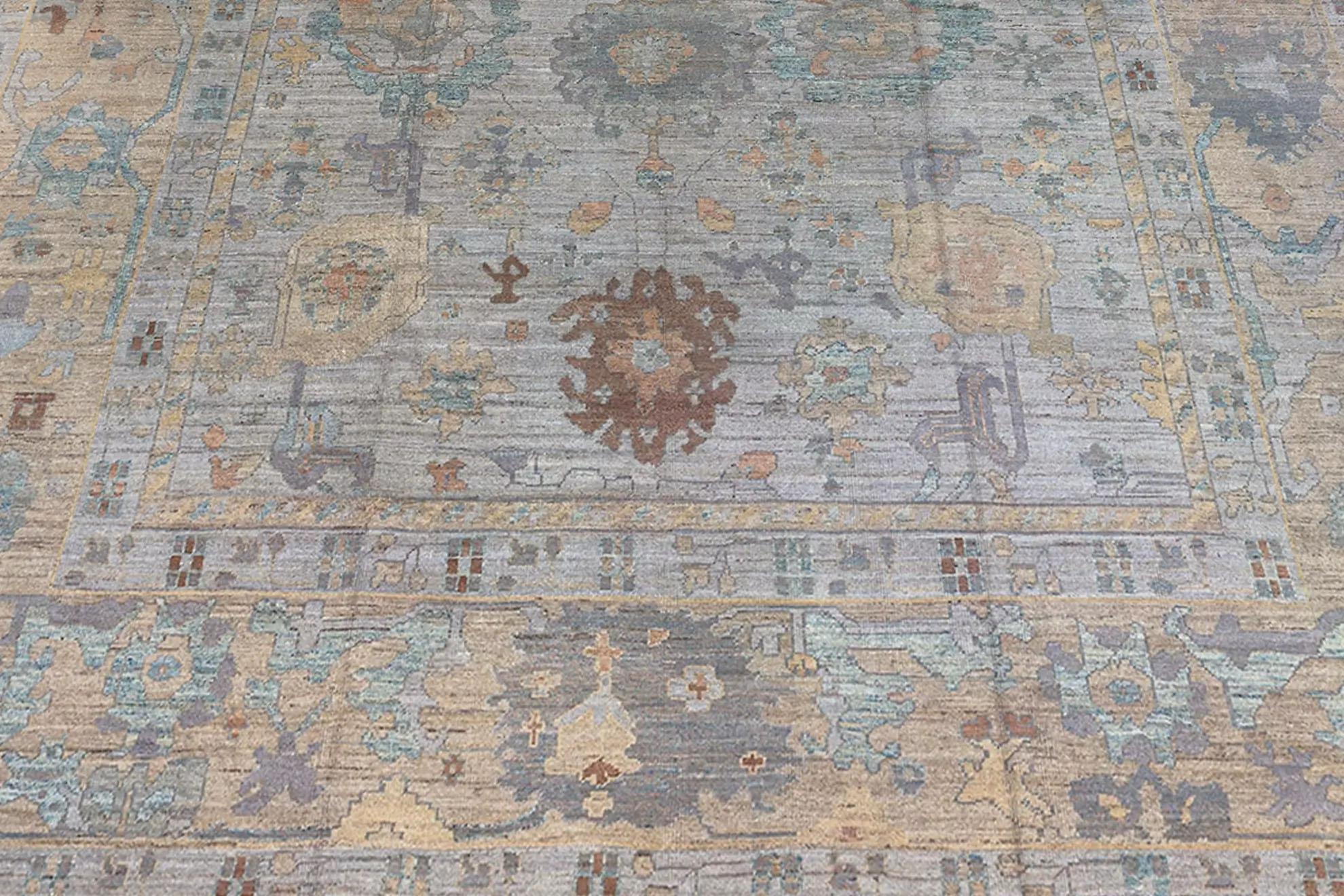 Turkey Oversize Rug - Oushak Design (147 x 186) in In Excellent Condition For Sale In Dallas, TX