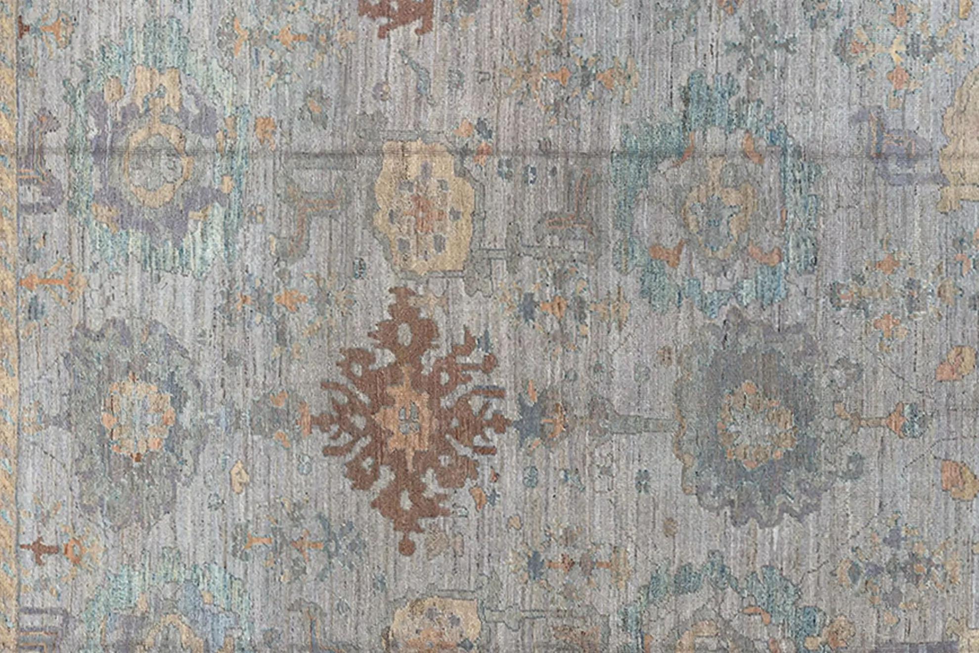 Wool Turkey Oversize Rug - Oushak Design (147 x 186) in For Sale