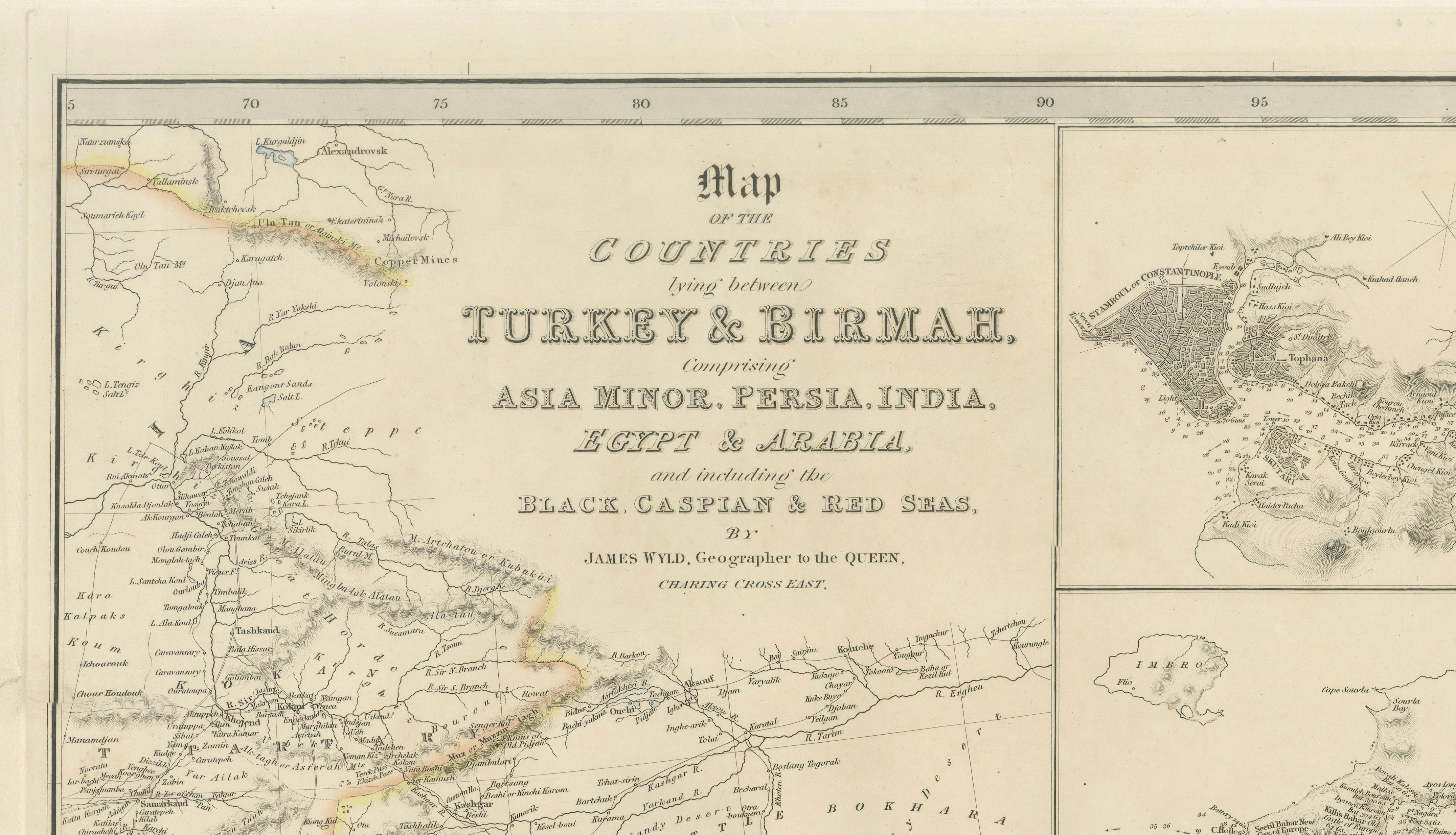 Turkey, Persia & Arabia Antique Map by James Wyld, Bosphorus, 1839