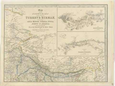 Turkey, Persia & Arabia Antique Map by James Wyld, Bosphorus, 1839