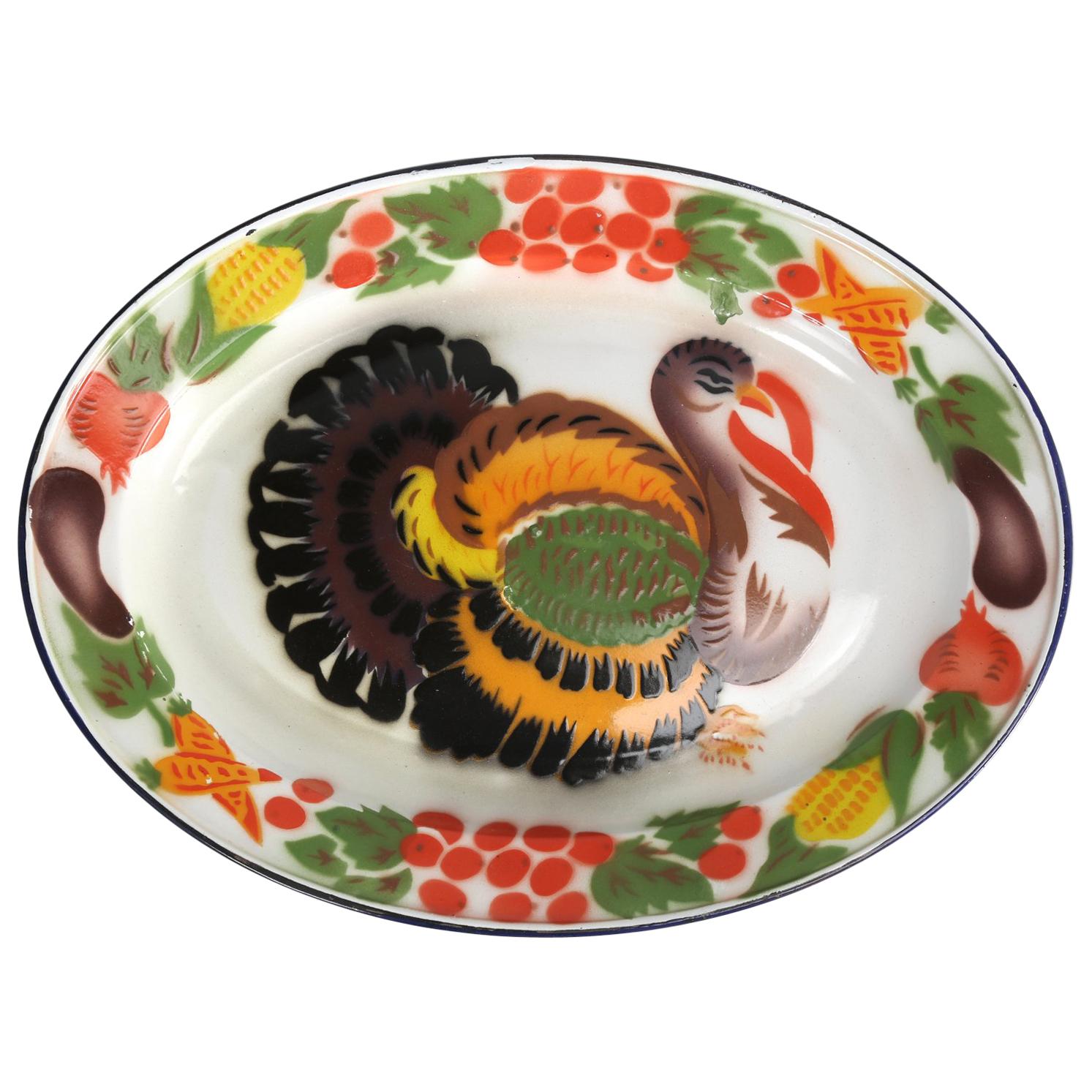 Turkey Platter in American Enamelware, circa 1950s