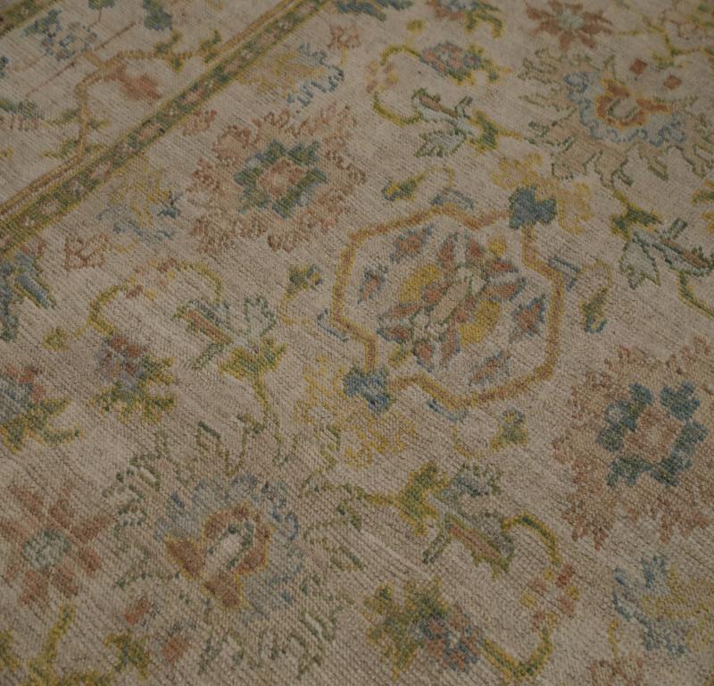 Turkey Rose Kollektion Teppiche - Wolle Blau Grün Elfenbein - 88587 (Stammeskunst) im Angebot