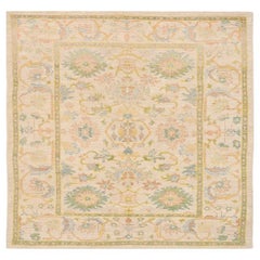 Tapis de la collection Rose de Turquie - Laine bleu vert ivoire - 88587