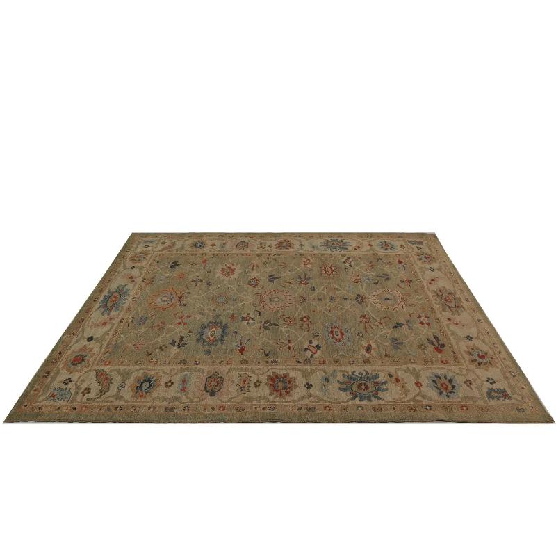 Turkey Sultanabad Area Rugs - Design - 98151 In Excellent Condition For Sale In Dallas, TX