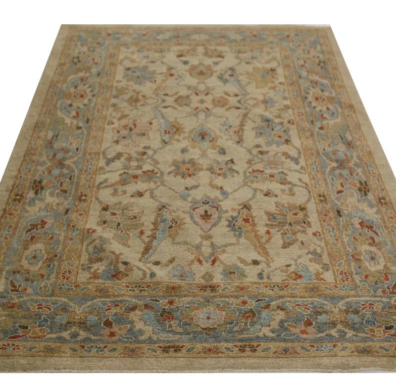 Sandy Elegance: A Beige Turkish Sultanabad Rug

Unveiling an Organic Turkish Sultanabad
Discover the inviting charm of this magnificent hand-knotted area rug, an authentic Sultanabad masterpiece from Turkey. Its warm, natural palette and intricate