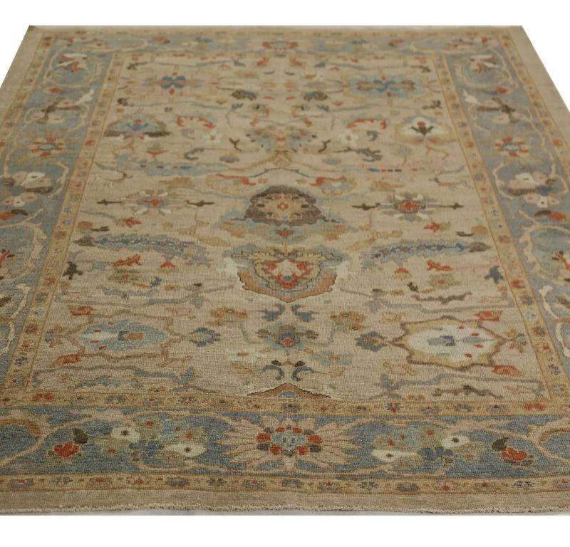 Entdecken Sie die Eleganz der türkischen Sultanabad Teppiche von CIRCA 1990. Dieses exklusive Design aus Wolle und BlueBrown ist perfekt, um Ihren Raum zu verschönern.