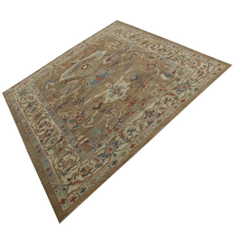 Türkei Sultanabad Bereich Teppiche - Wolle Blau Braun Elfenbein Design - 99035 (Türkisch) im Angebot