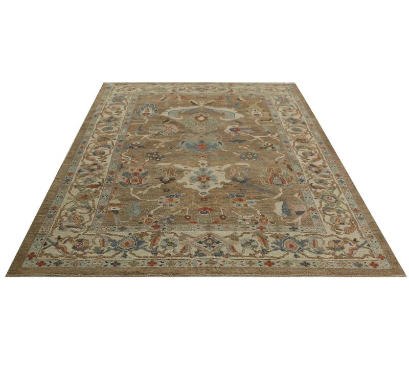 Türkei Sultanabad Bereich Teppiche - Wolle Blau Braun Elfenbein Design - 99035 (20. Jahrhundert) im Angebot