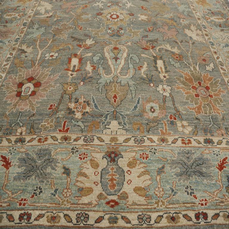 Sultanabad-Teppiche aus Wolle in Blau, Grau und Elfenbein in der Türkei - 95947 im Zustand „Hervorragend“ im Angebot in Dallas, TX