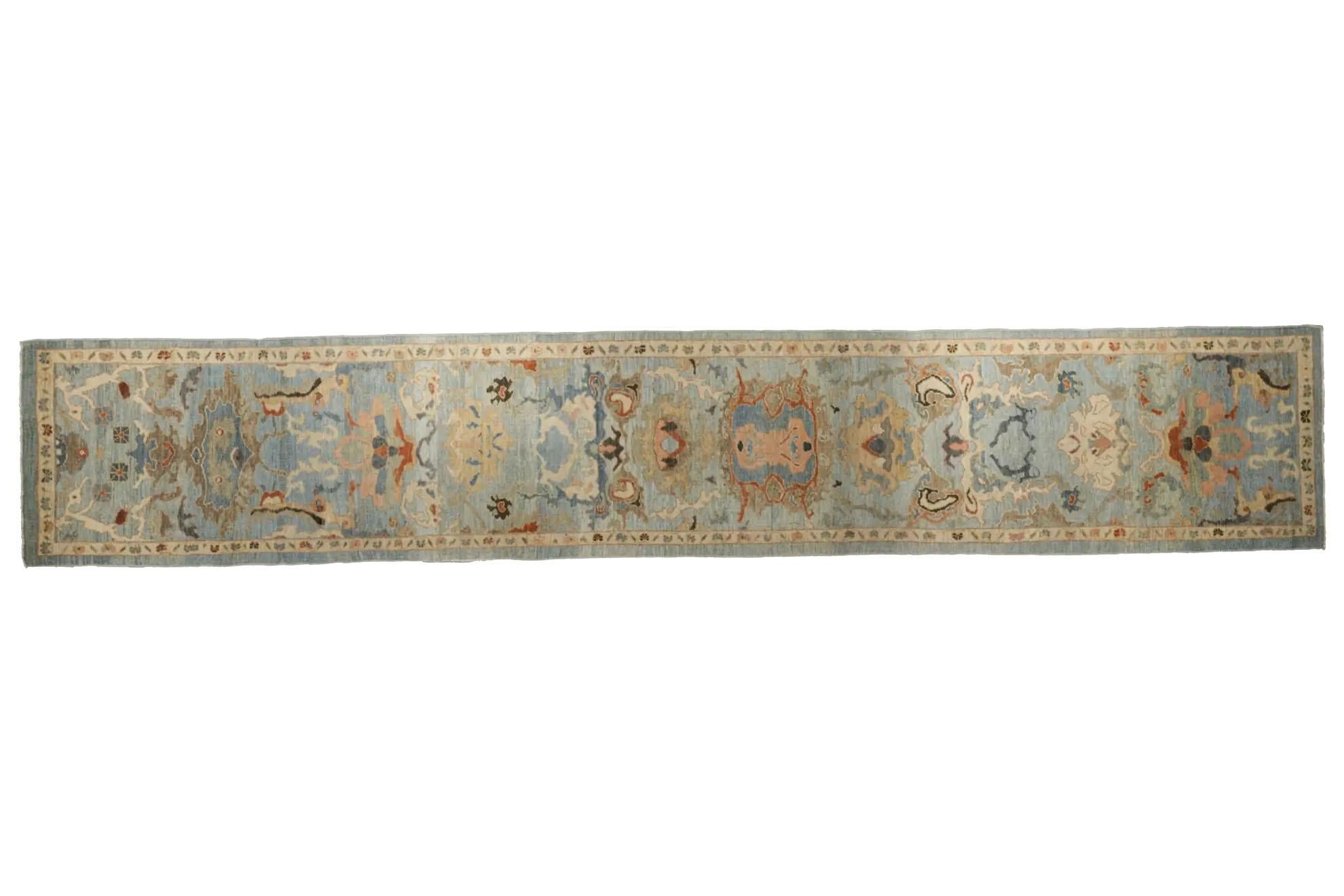 Turquía Sultanabad Runner Alfombra - Azul claro Marfil Tejido a mano en venta