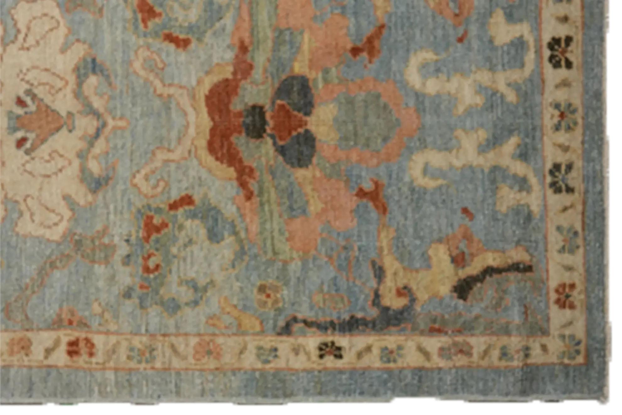 Turquía Sultanabad Runner Alfombra - Azul claro Marfil siglo XX en venta